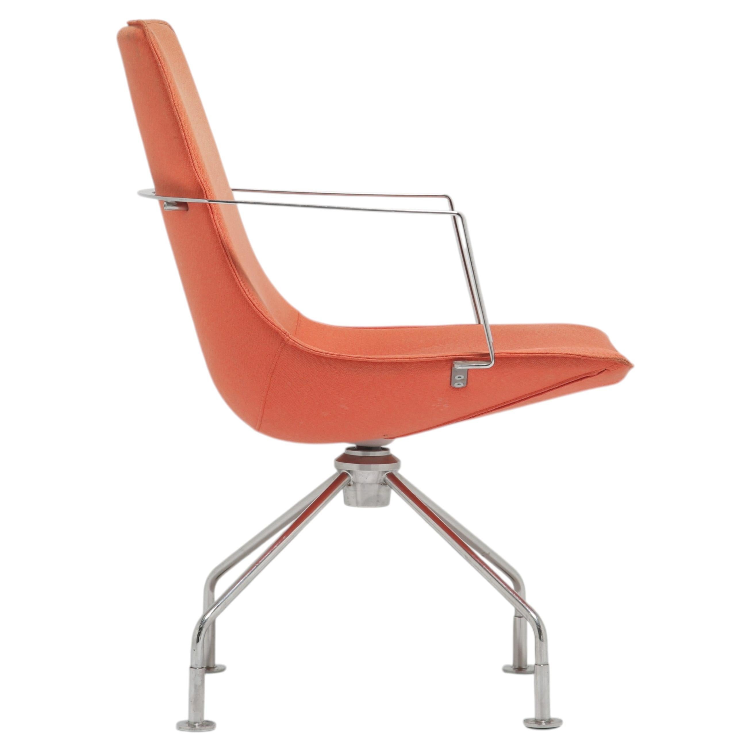 Orange Fabric and Chrome Swivel Office Chair ‘Comet’ by Gunilla Allard For Sale