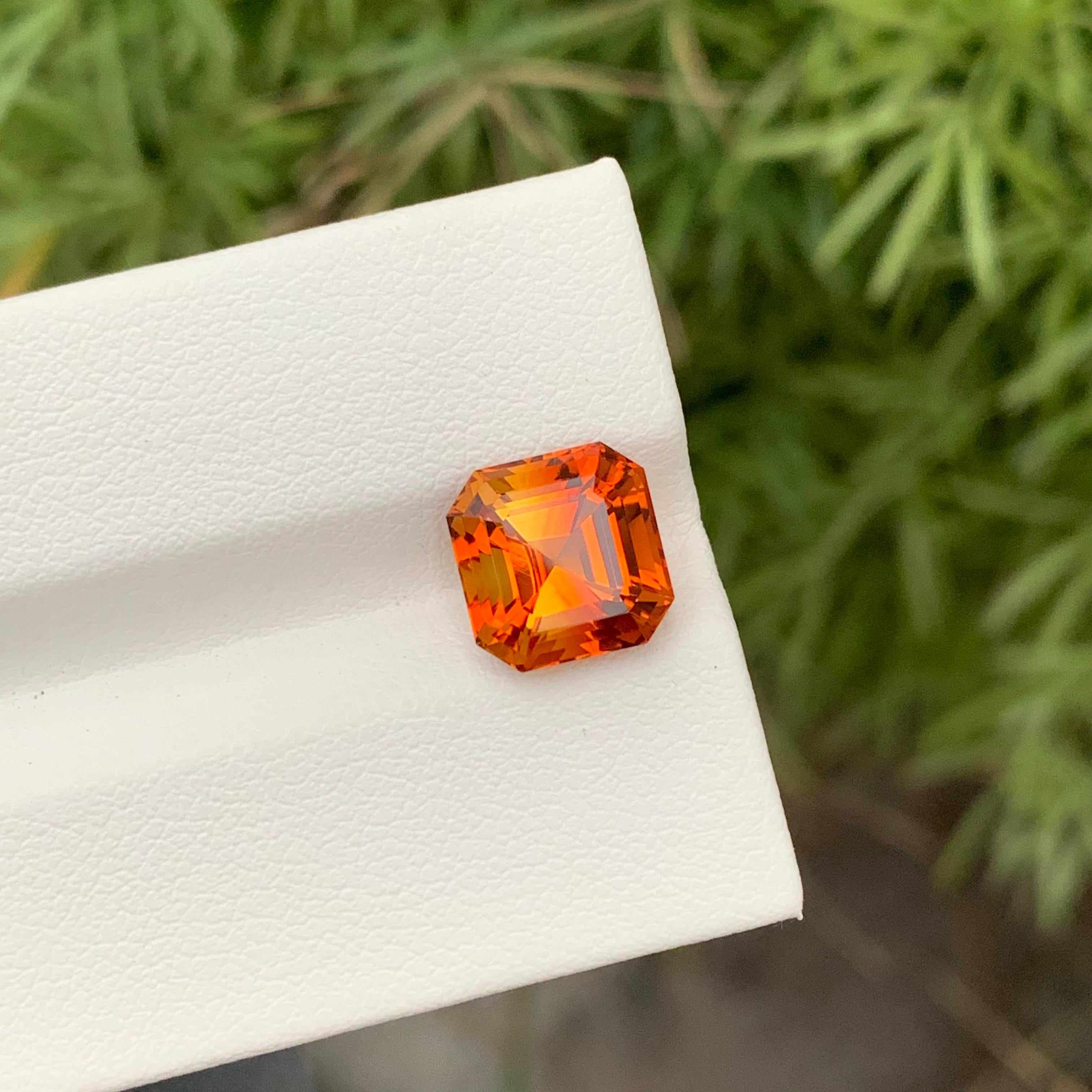 Orange Fanta 3.45 Carats Loose Madeira Citrine Asscher Cut Ring Gem In New Condition For Sale In Peshawar, PK