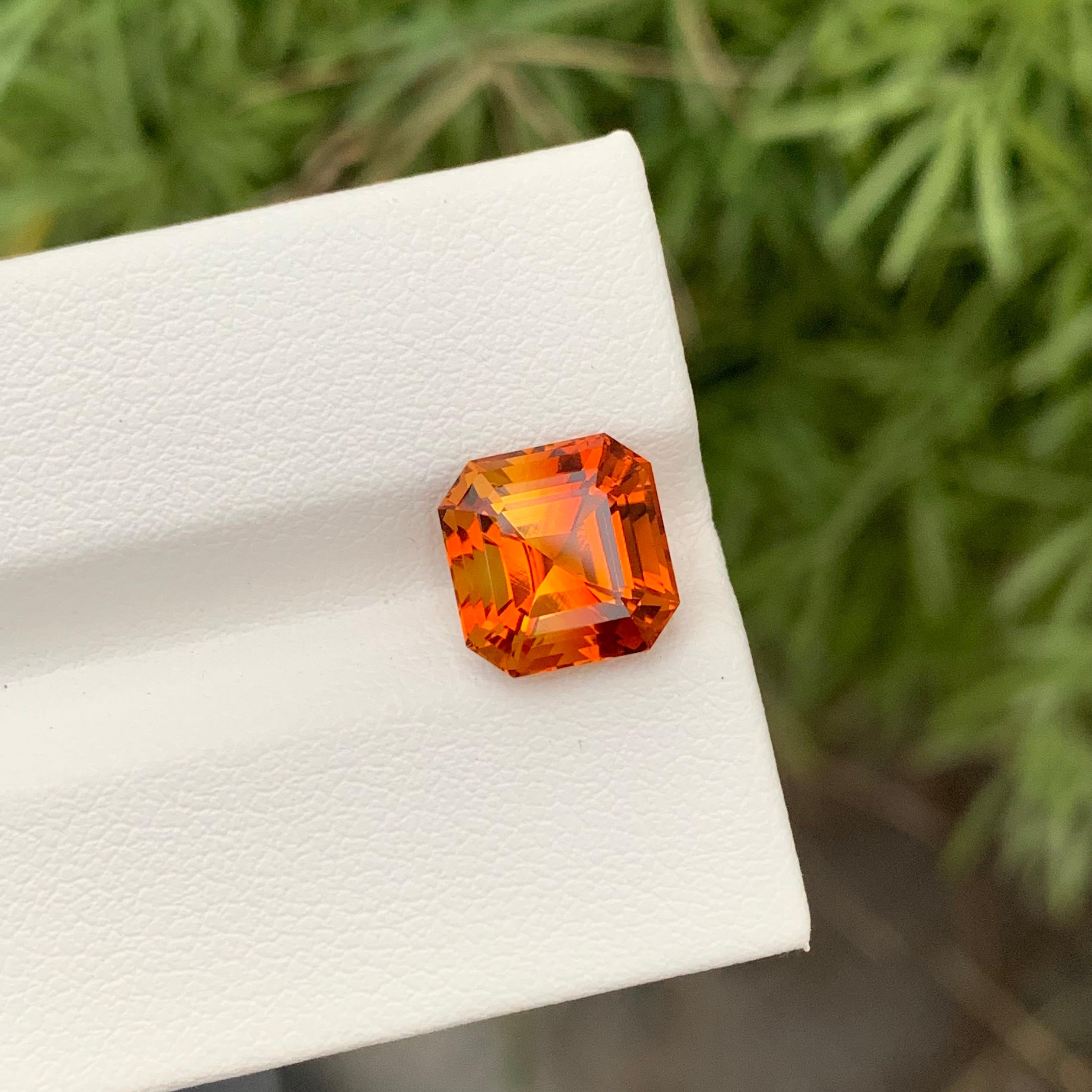 Orange Fanta 3,45 Karat Lose Madeira Citrin Asscher Cut Ring Edelstein im Zustand „Neu“ in Peshawar, PK