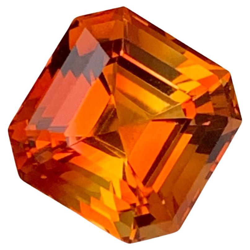 Orange Fanta 3.45 Carats Loose Madeira Citrine Asscher Cut Ring Gem For Sale