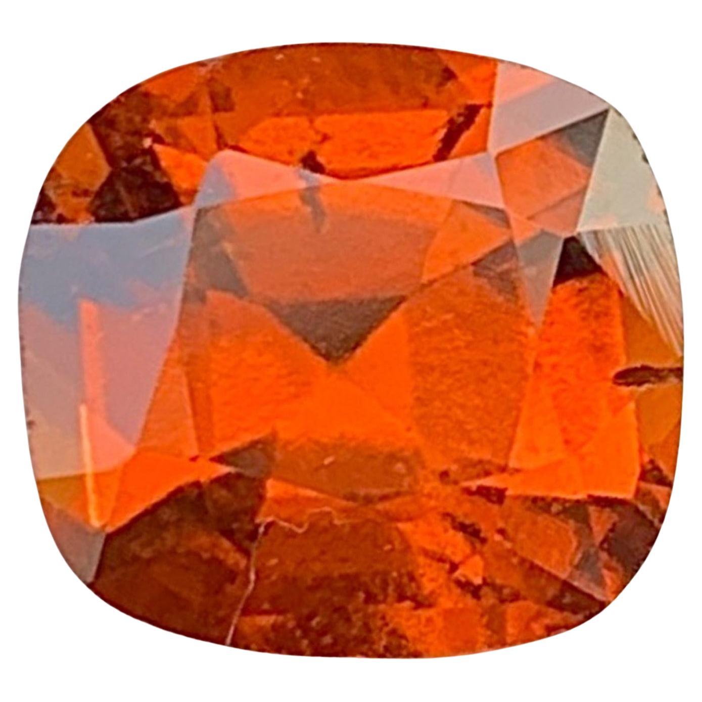 Orange Fanta Granat Edelstein: Cushion-Schliff Januar Geburtsstein, 3.37 Karat