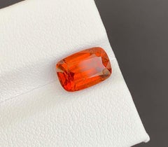 Orange Fanta Garnet Gemstone: Cushion Cut January Birthstone, 3.58 Carats