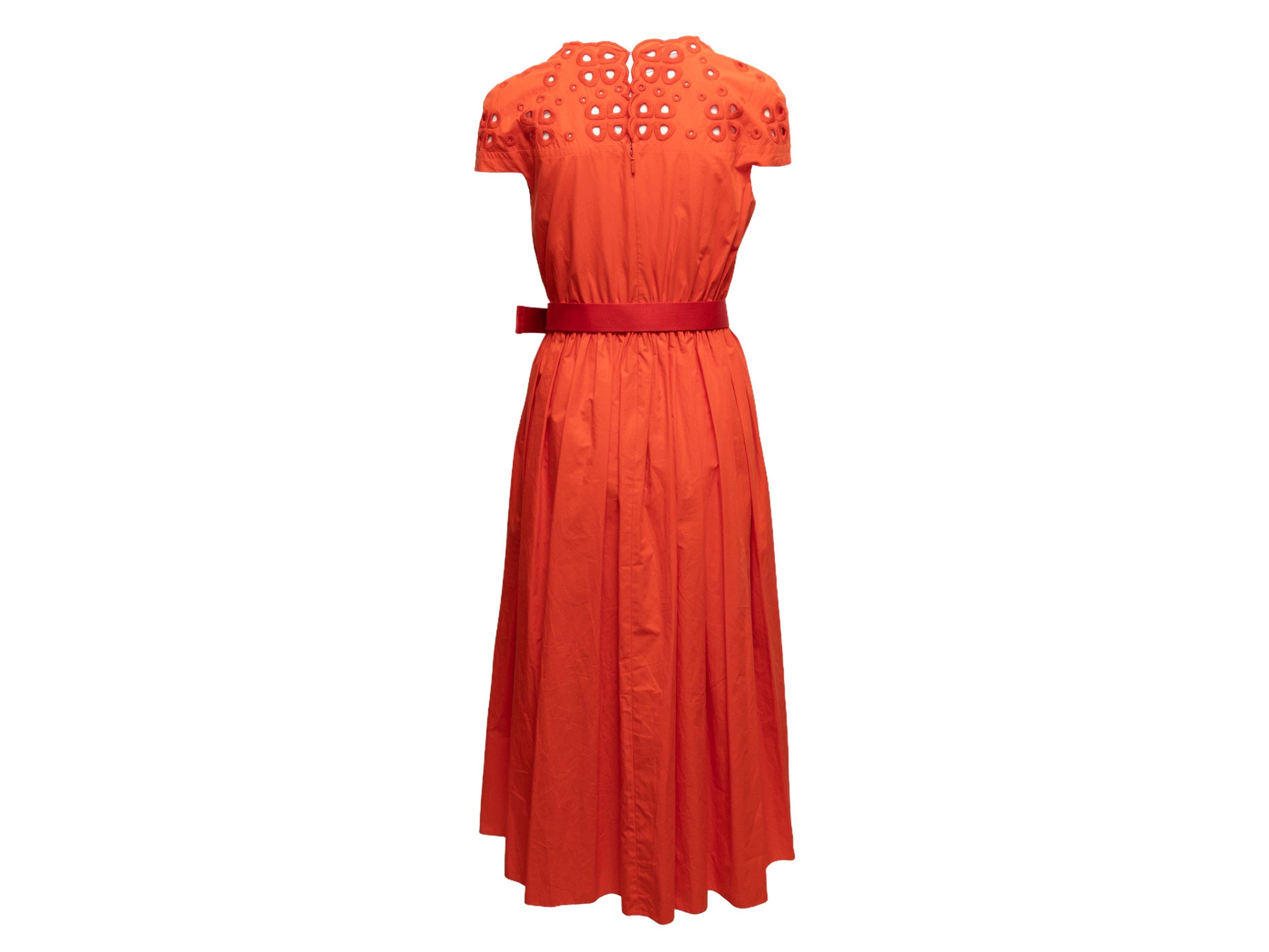 Orange Fendi Eyelet-Accented Short Sleeve Dress In Good Condition In New York, NY