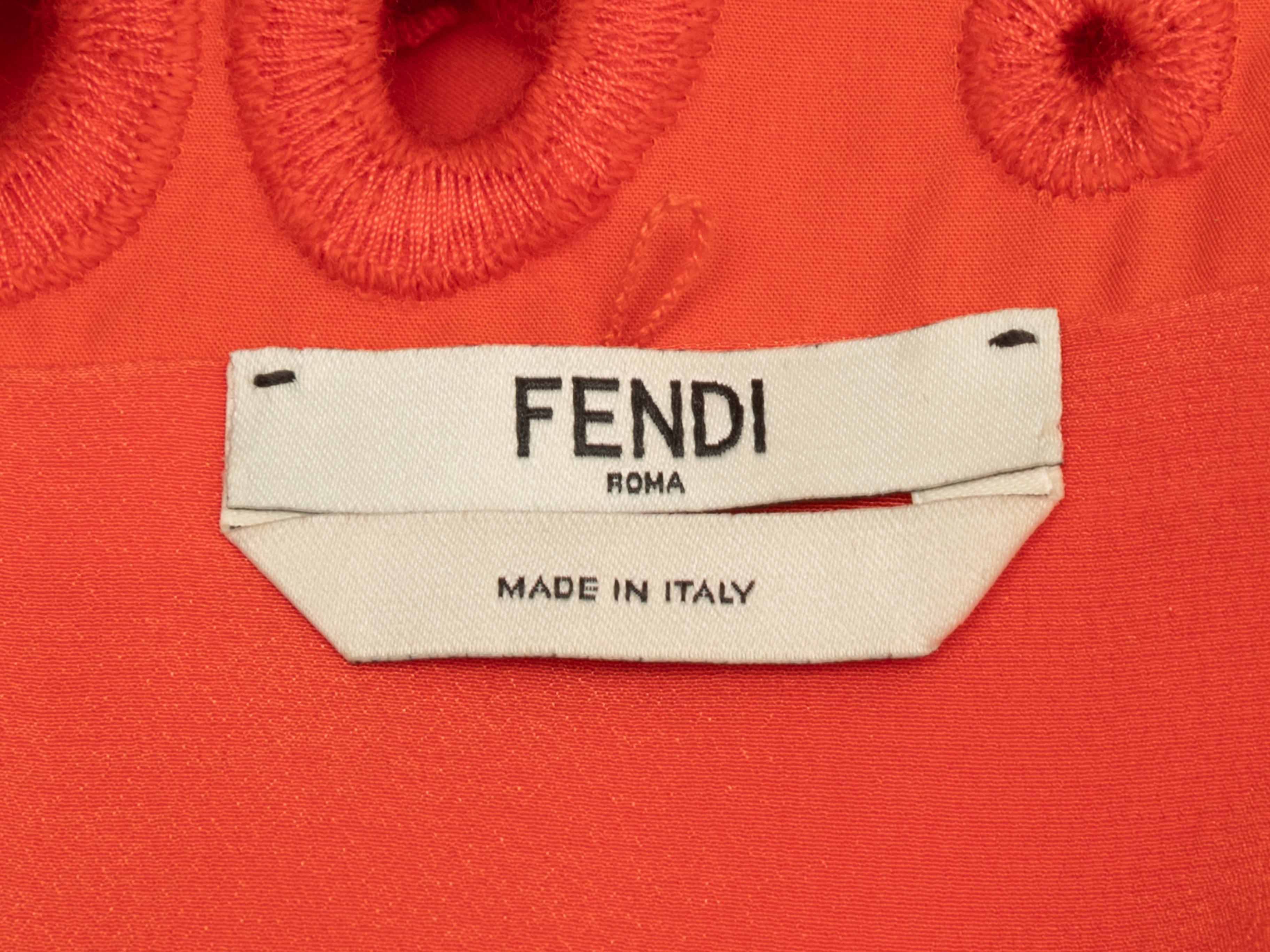 Women's Orange Fendi Eyelet-Accented Short Sleeve Dress