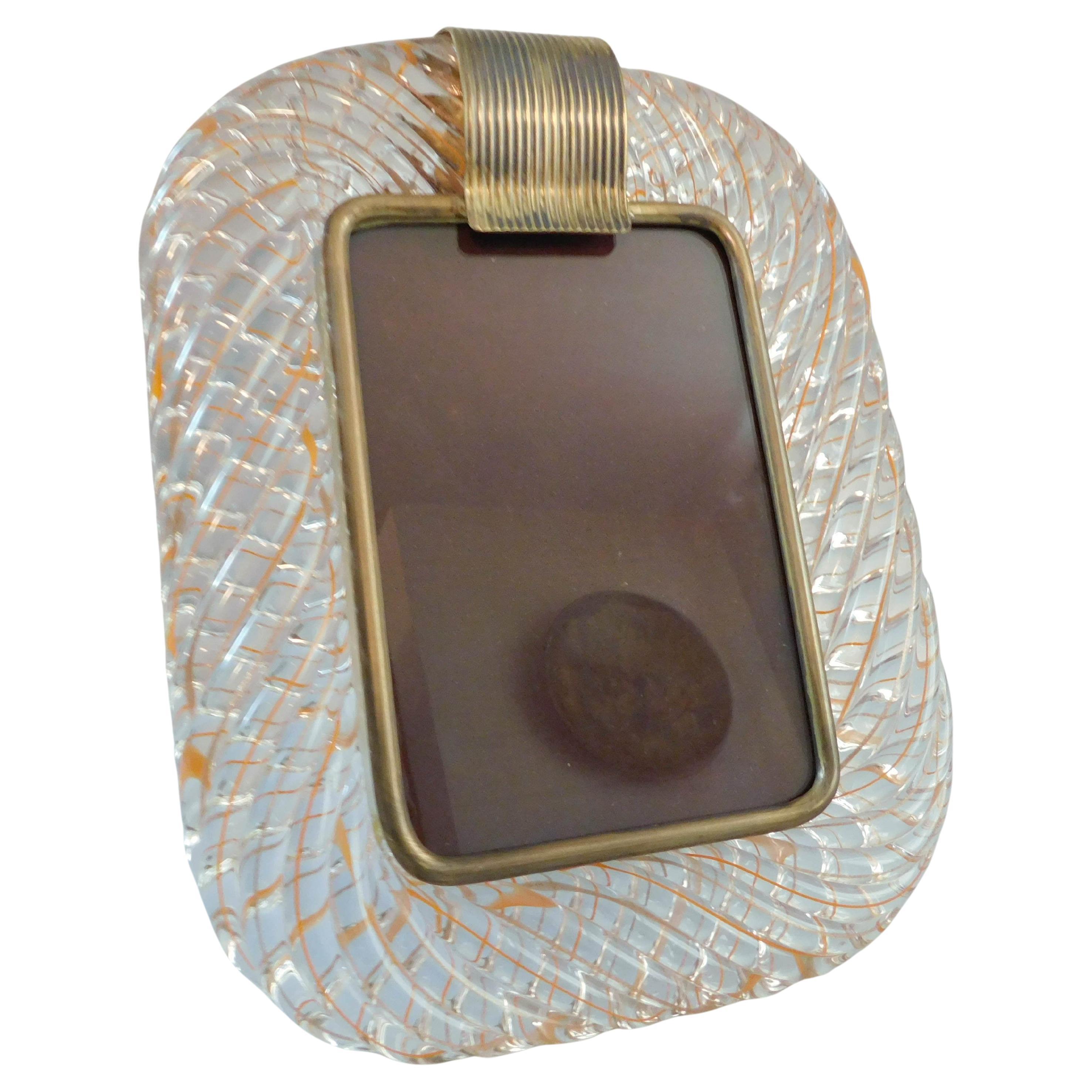 Fotorahmen Murano mit orangefarbenem Faden im Angebot