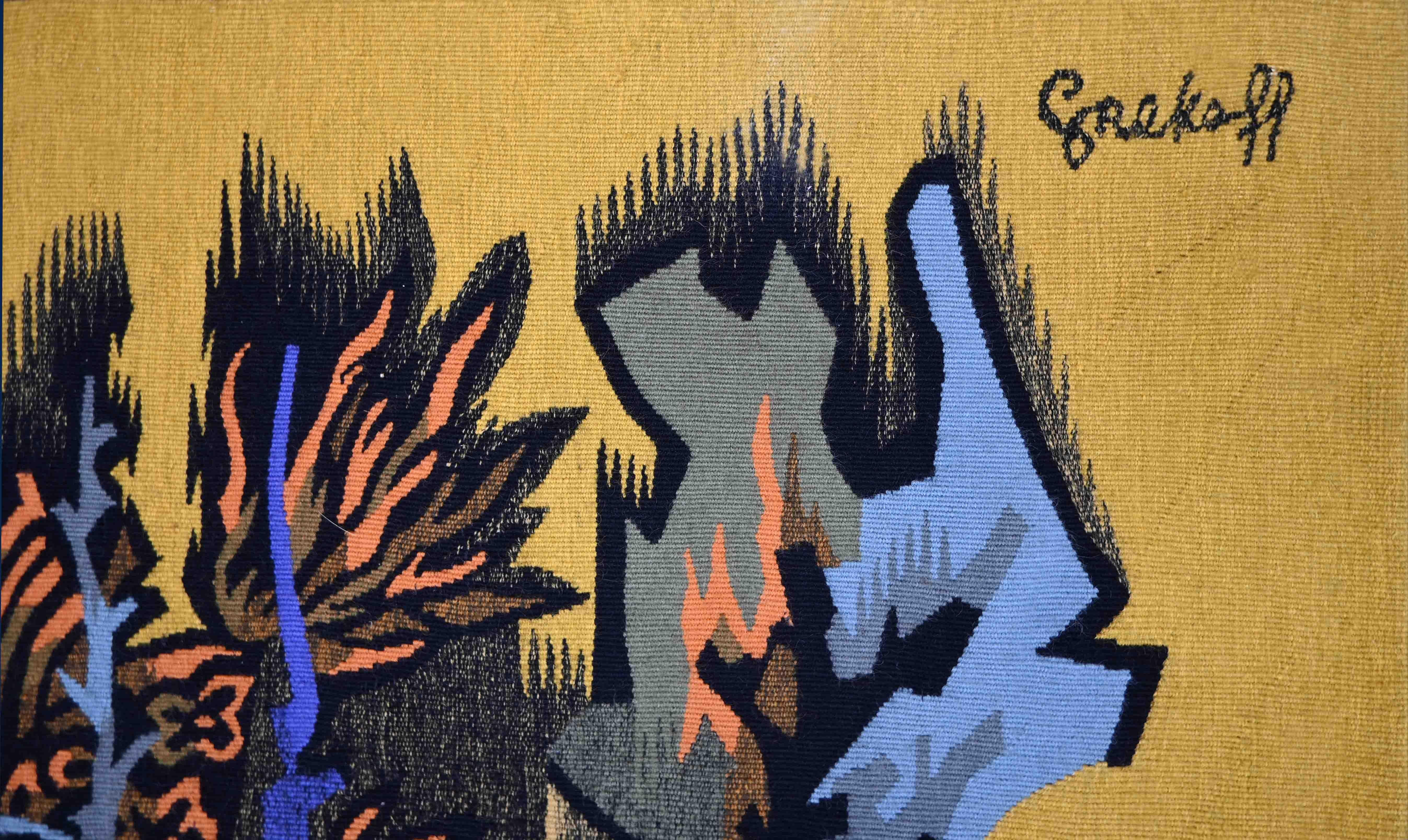 20ième siècle Poissons orange, Elie Grekoff - Tapisserie française de l'Atelier Pintons Frers, n° 1469 en vente