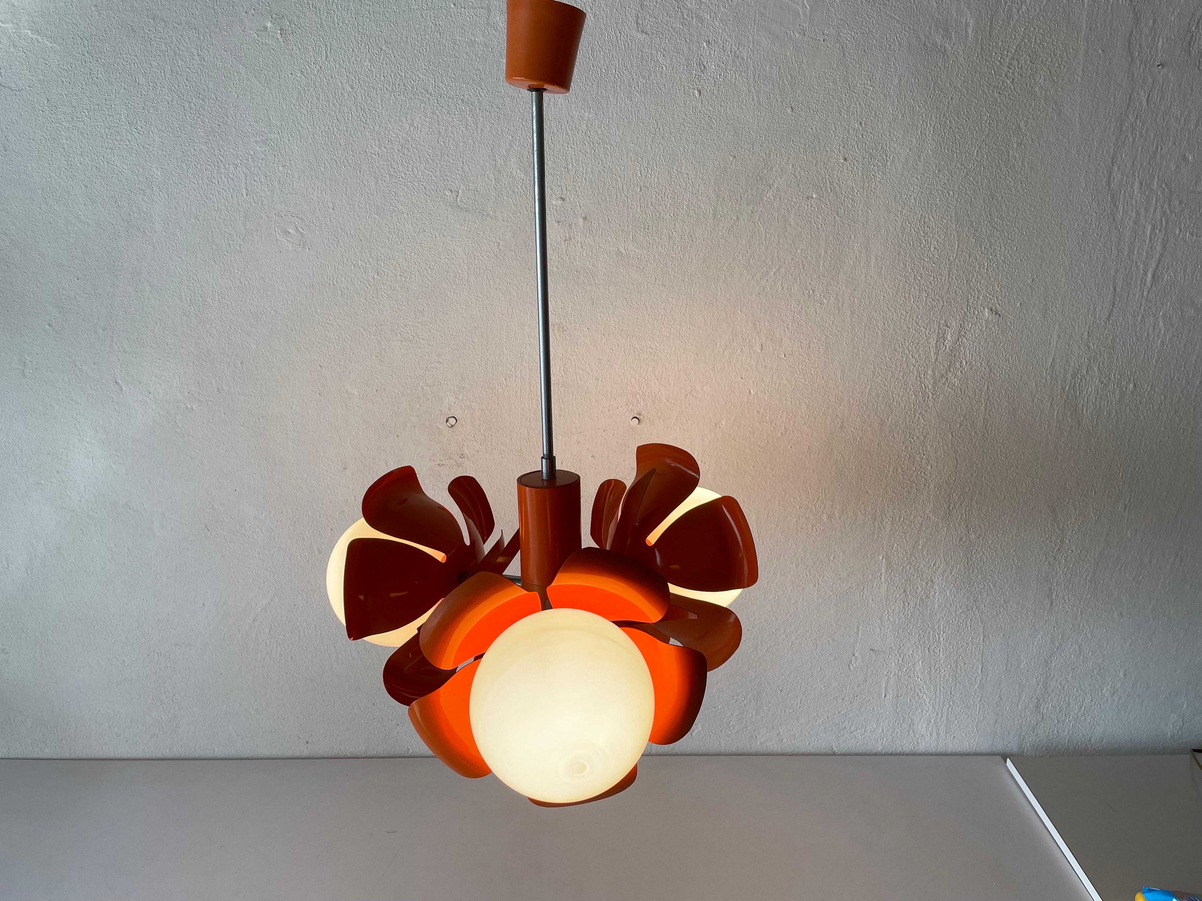 Orange Flower Design Space Age Ceiling Lamp, 1970s, Italy For Sale 4