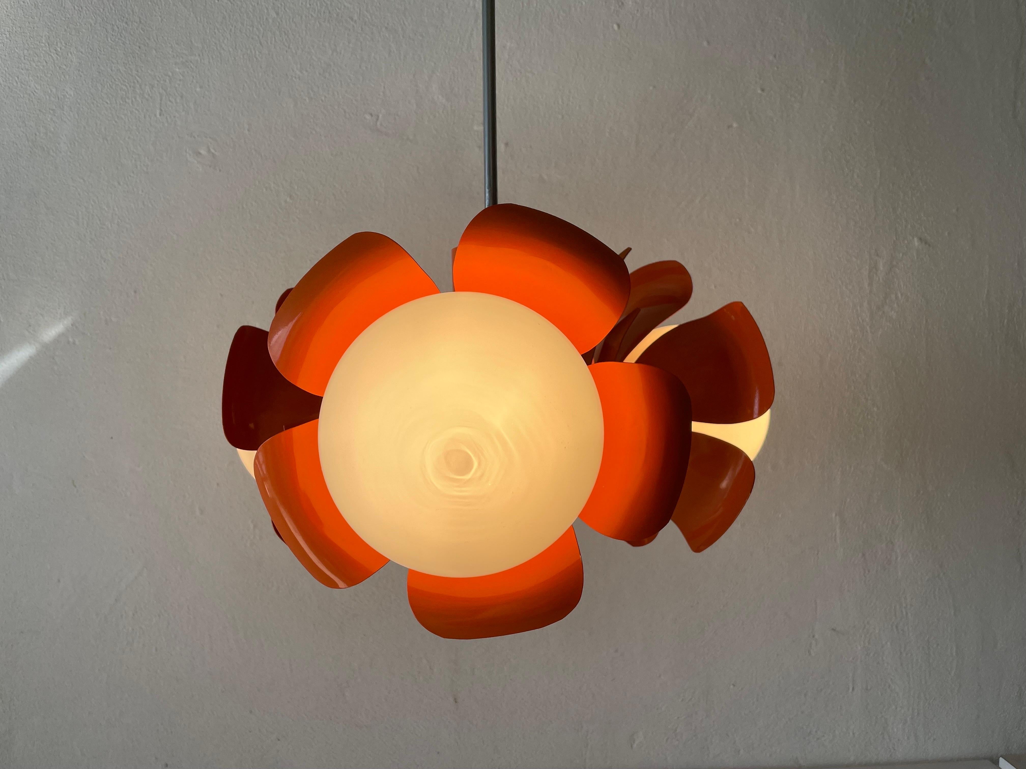 Orange Flower Design Space Age Ceiling Lamp, 1970s, Italy For Sale 5