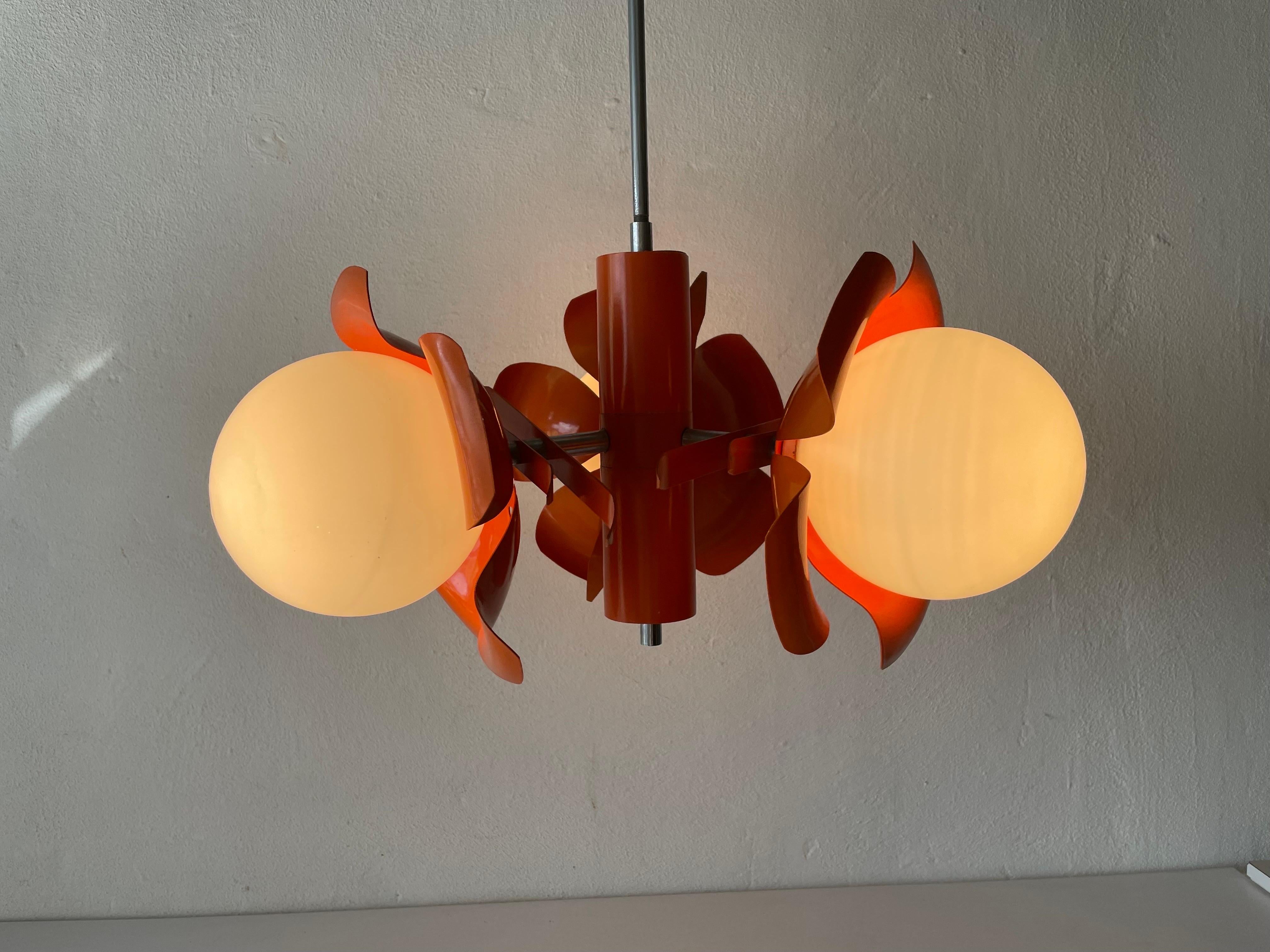 Orange Flower Design Space Age Ceiling Lamp, 1970s, Italy For Sale 6