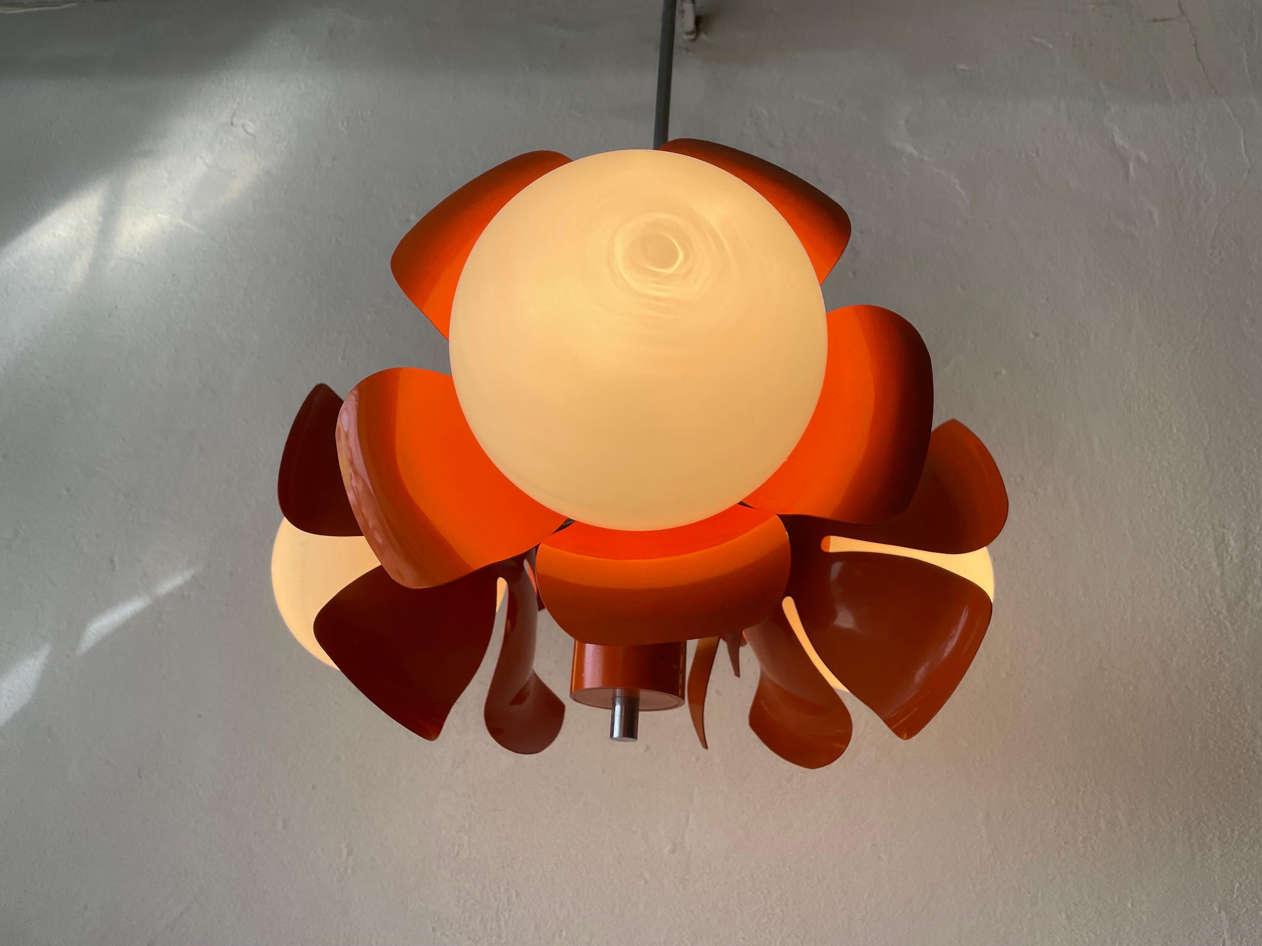 Orange Flower Design Space Age Ceiling Lamp, 1970s, Italy For Sale 7