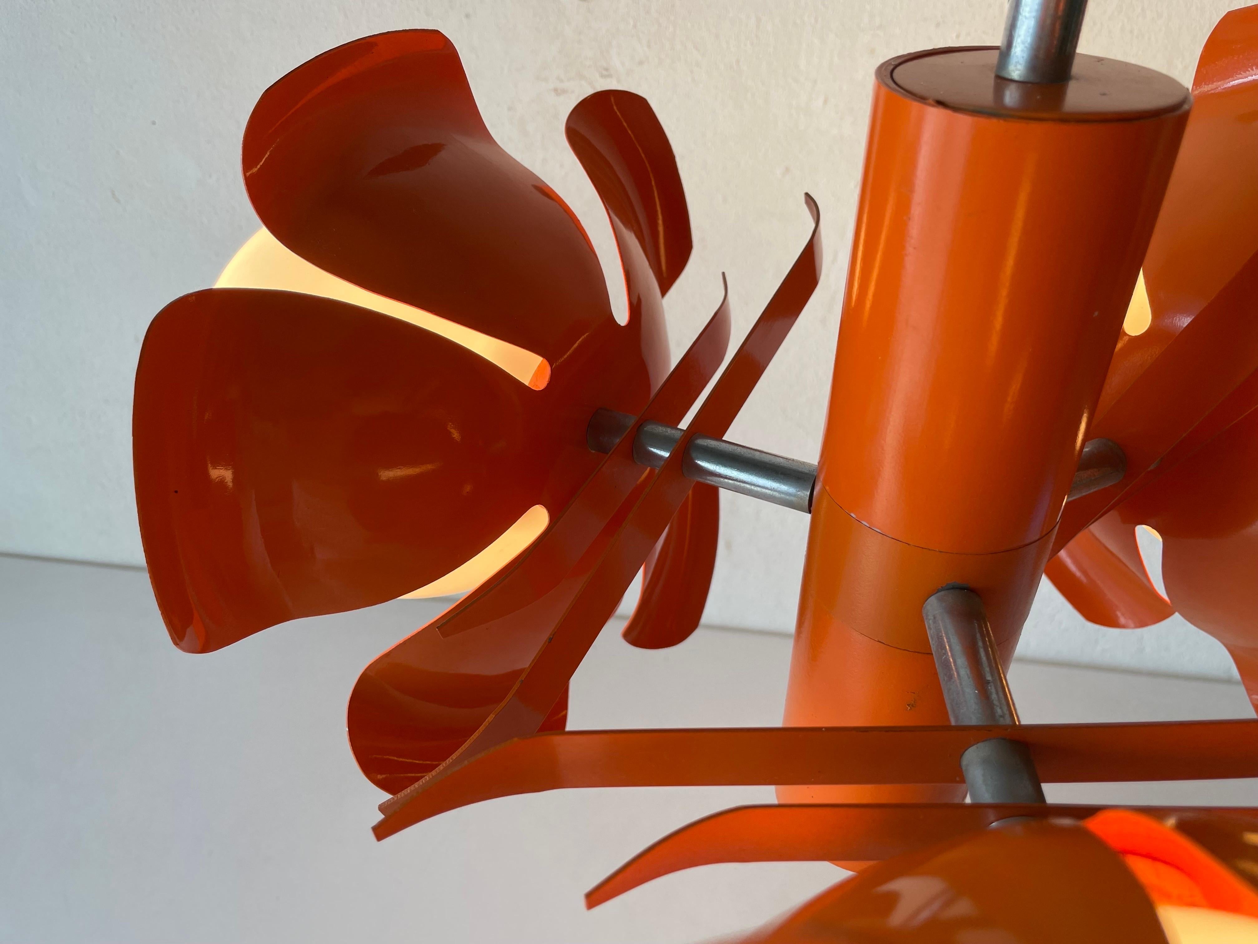 Orange Flower Design Space Age Ceiling Lamp, 1970s, Italy For Sale 1