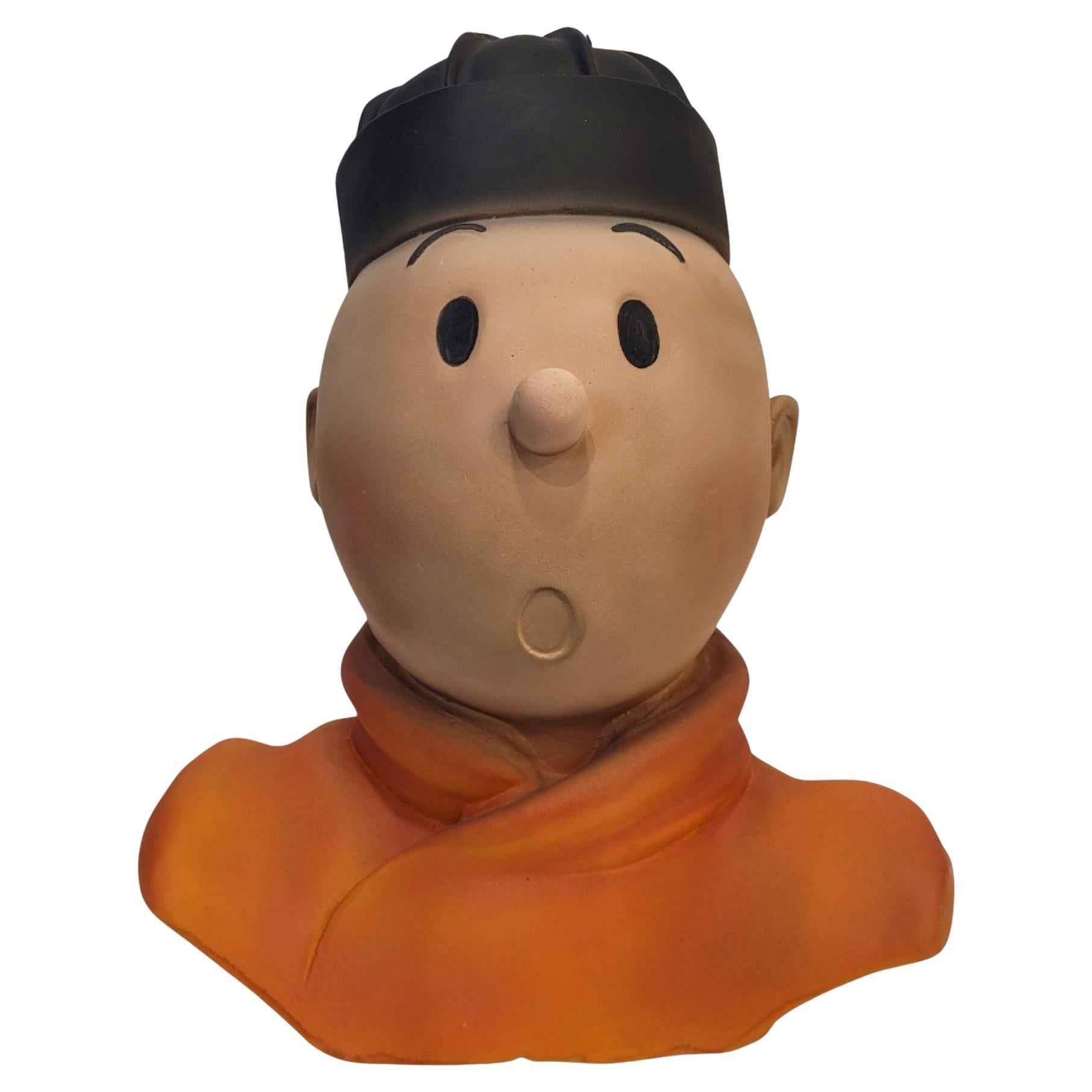 Orange Frances Vintage “Tintin” sculpture/bust, plaster