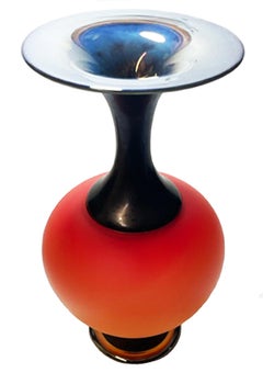 Orange Frost Vase with Luster Foot