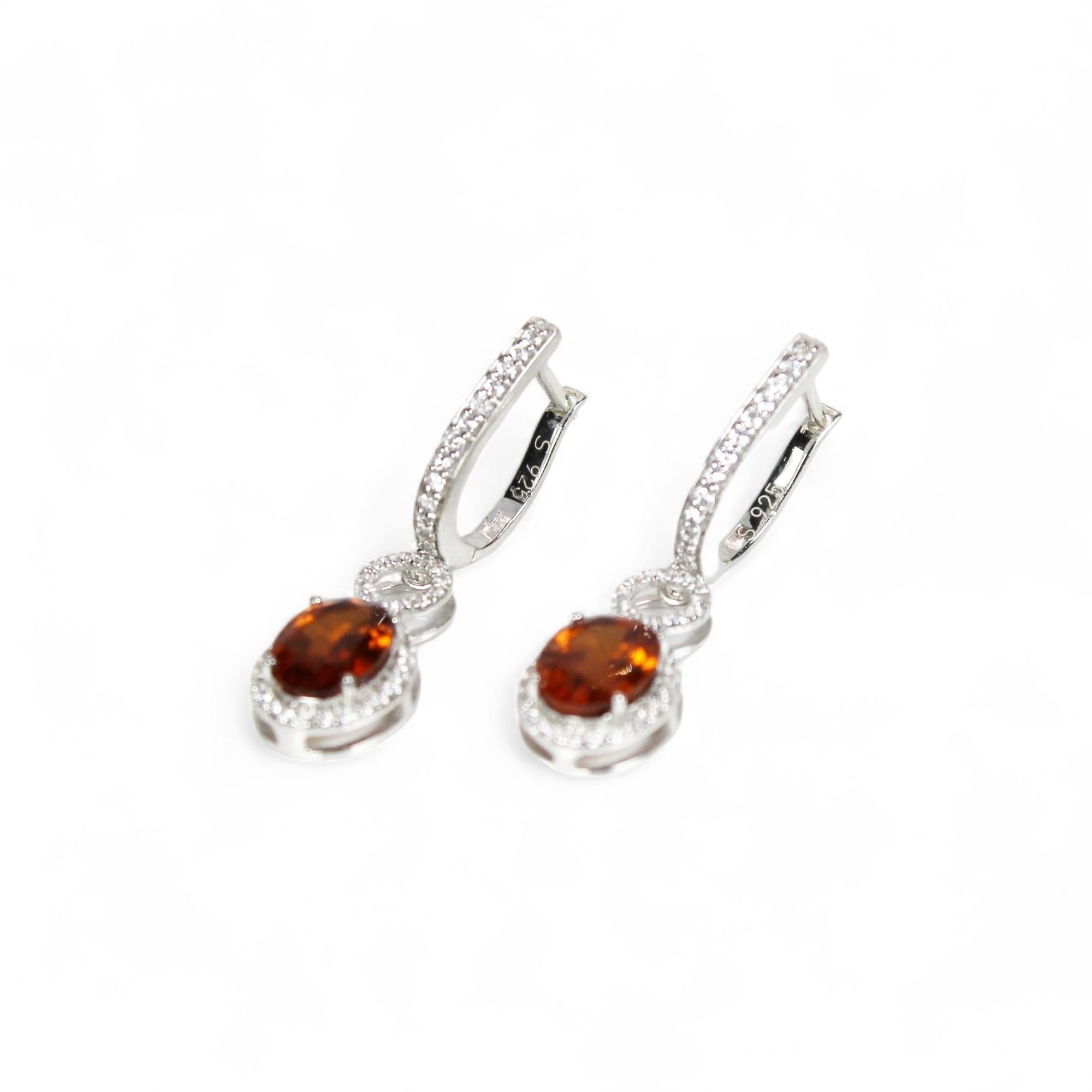 Artisan Boucles d'oreilles grenat orange en vente