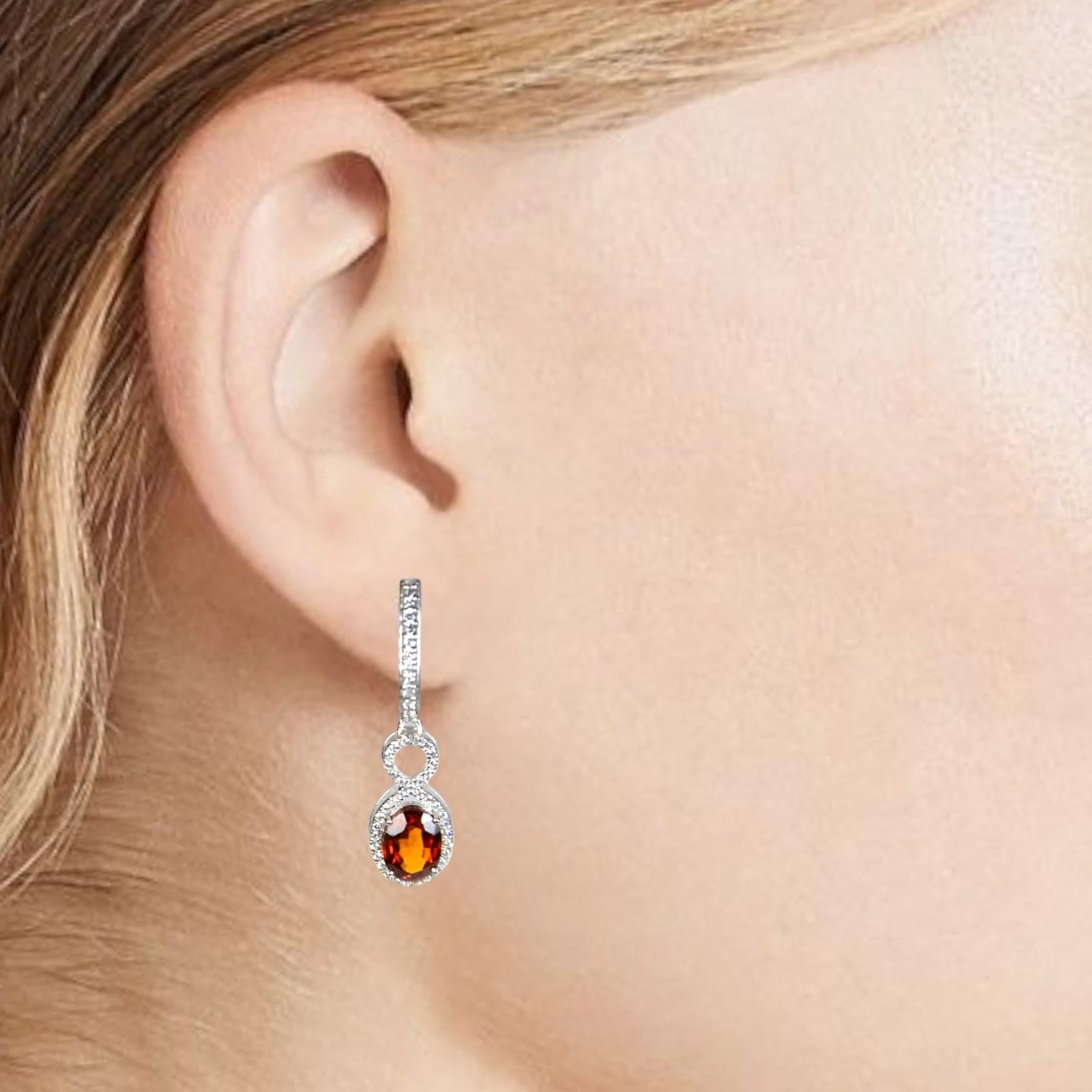 Boucles d'oreilles grenat orange Neuf - En vente à Vadgam, GJ
