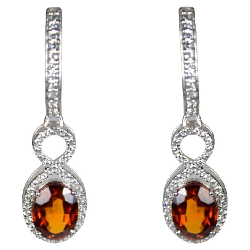 Orange Garnet Fancy Earrings For Sale