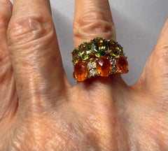 Orange Garnet Ring with Diamonds Modern