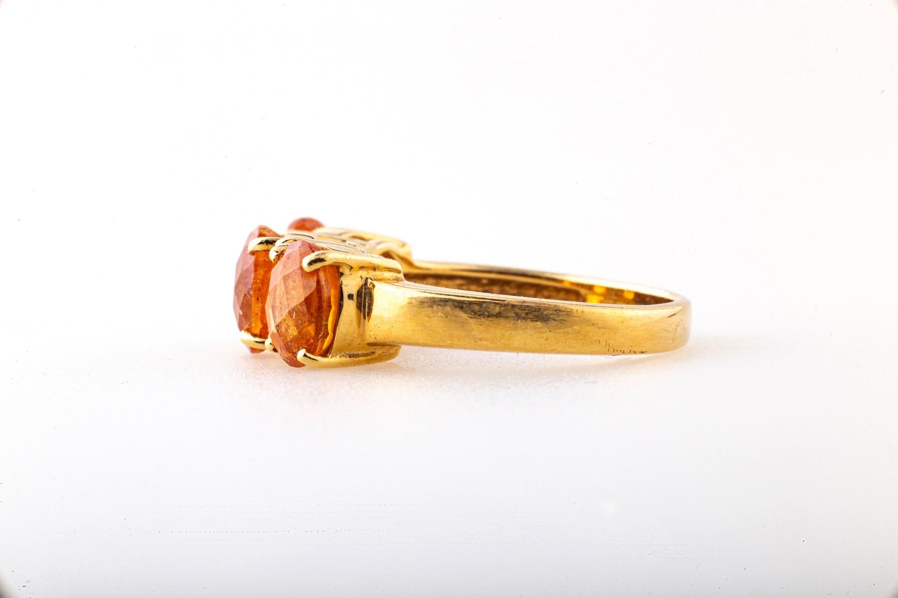 Orange Garnet Ring with Diamonds Modern For Sale 2