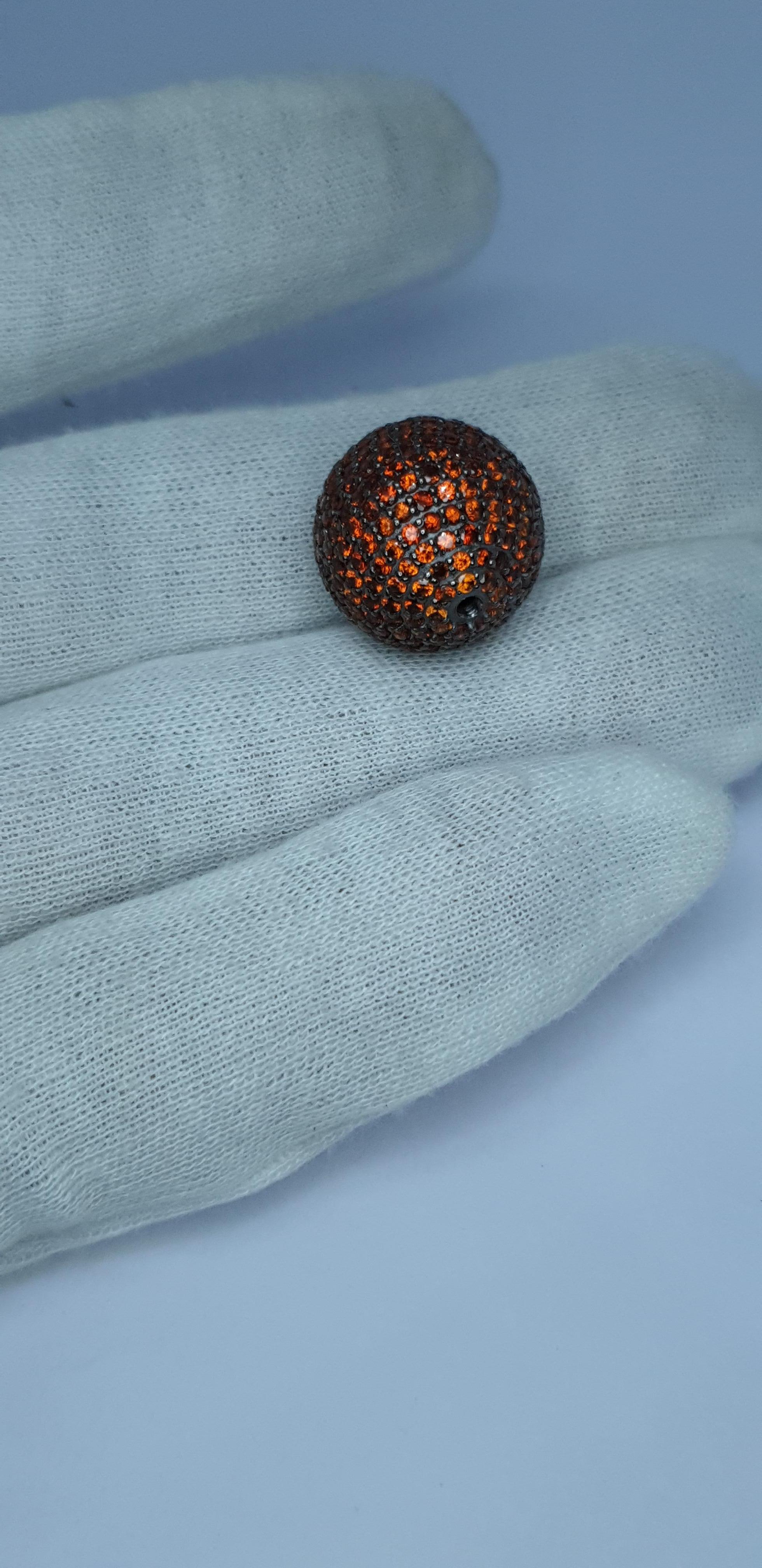 Orange Garnet Silver Round Beads Spessartine Garnet 17mm Ball Finding bracelets For Sale 5