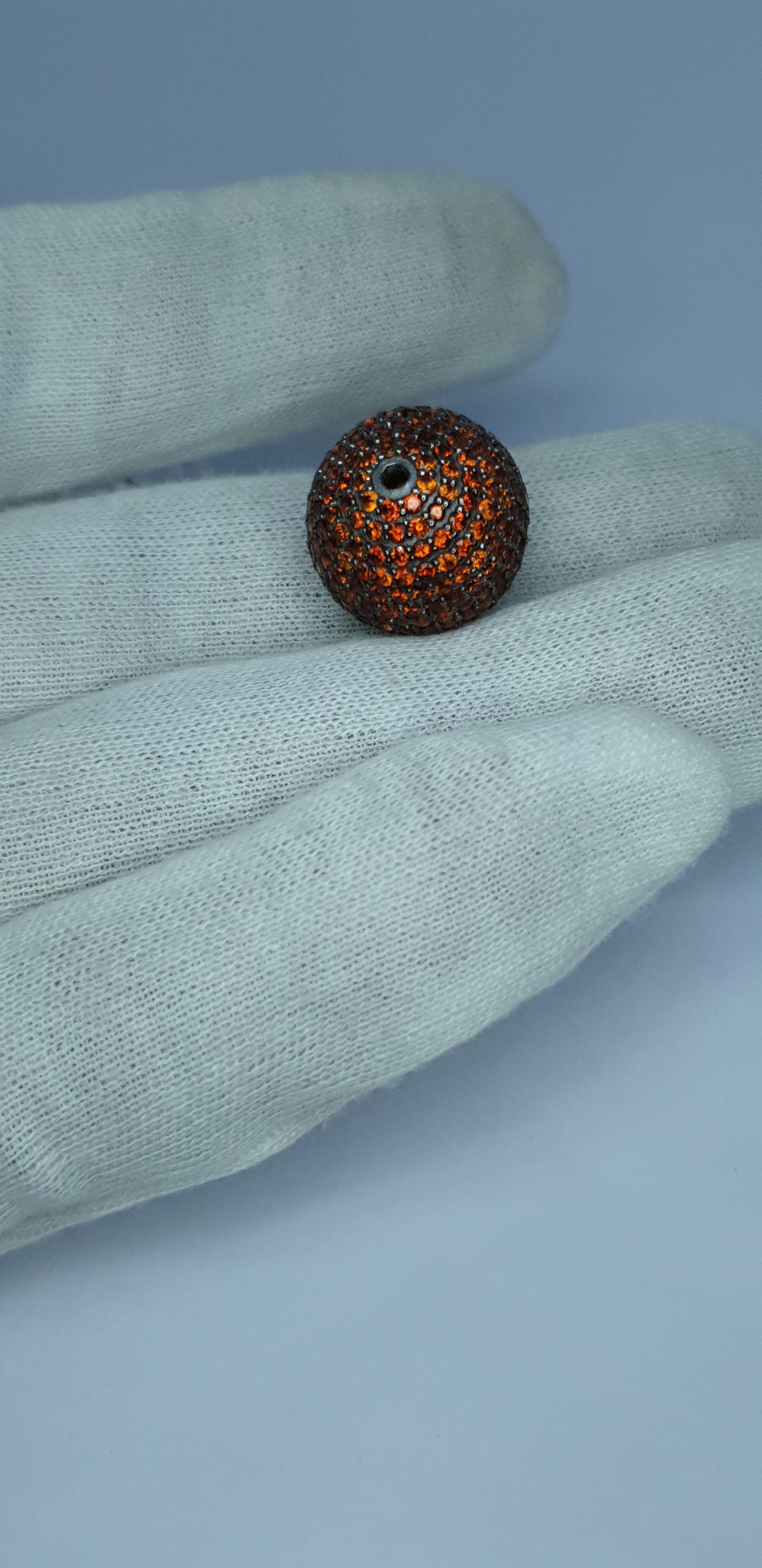 Orange Garnet Silver Round Beads Spessartine Garnet 17mm Ball Finding bracelets For Sale 7