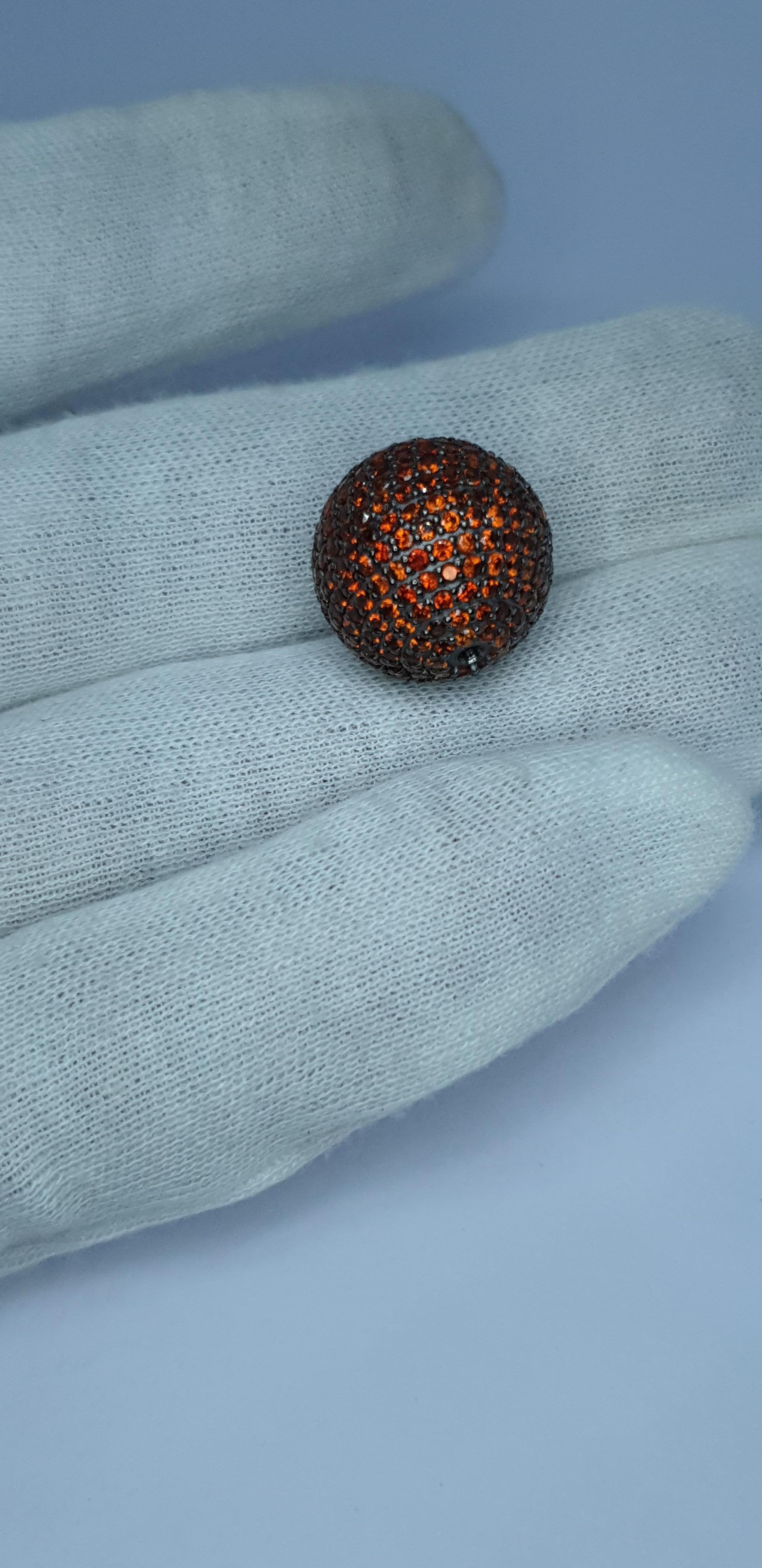 Orange Garnet Silver Round Beads Spessartine Garnet 17mm Ball Finding bracelets For Sale 9