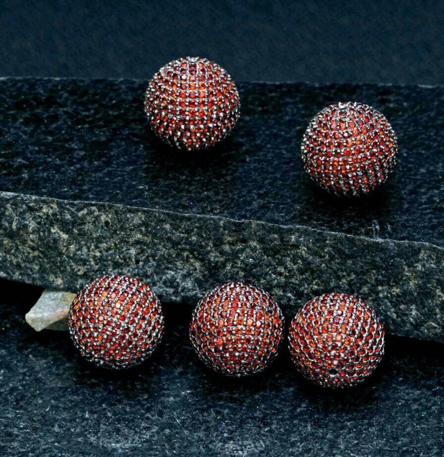 Orange Garnet Silver Round Beads Spessartine Garnet 17mm Ball Finding bracelets For Sale 1