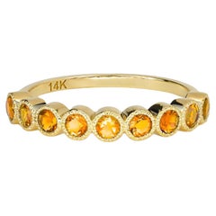 Orange gem half eternity 14k gold ring.