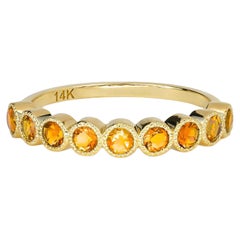 Orange gem half eternity 14k gold ring