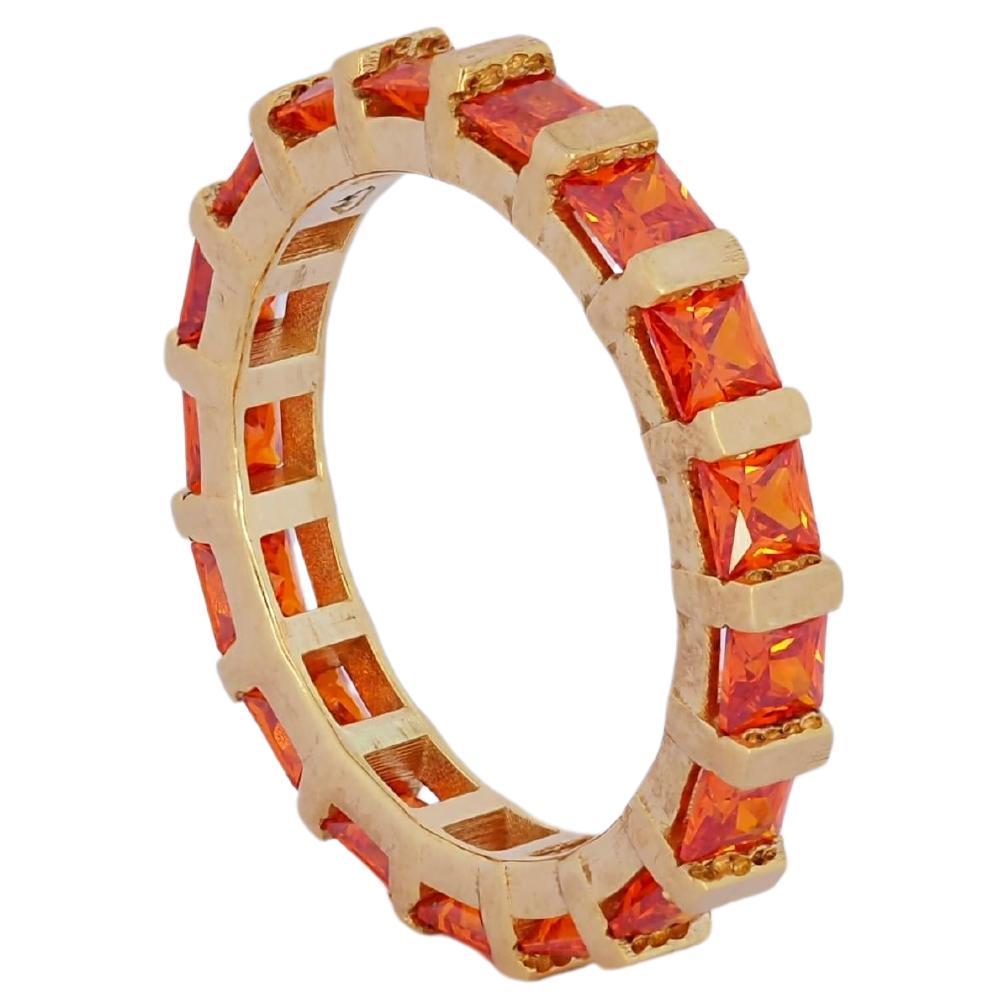 Orange gemstone 14k gold eternity ring band