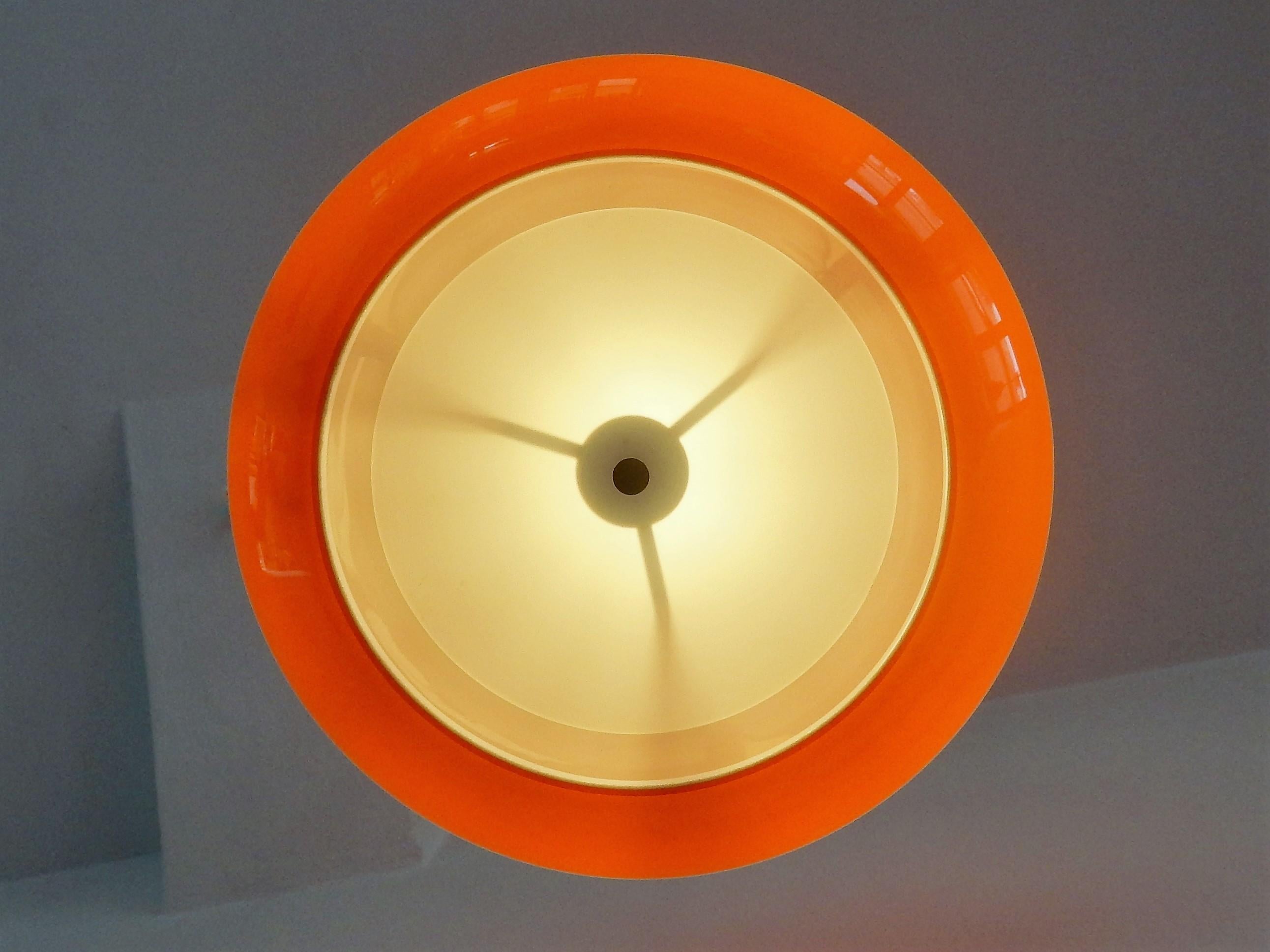 Mid-Century Modern Orange Glass Blown 'Bowl' B-1009.21 Pendant Lamp by RAAK, 9 Available