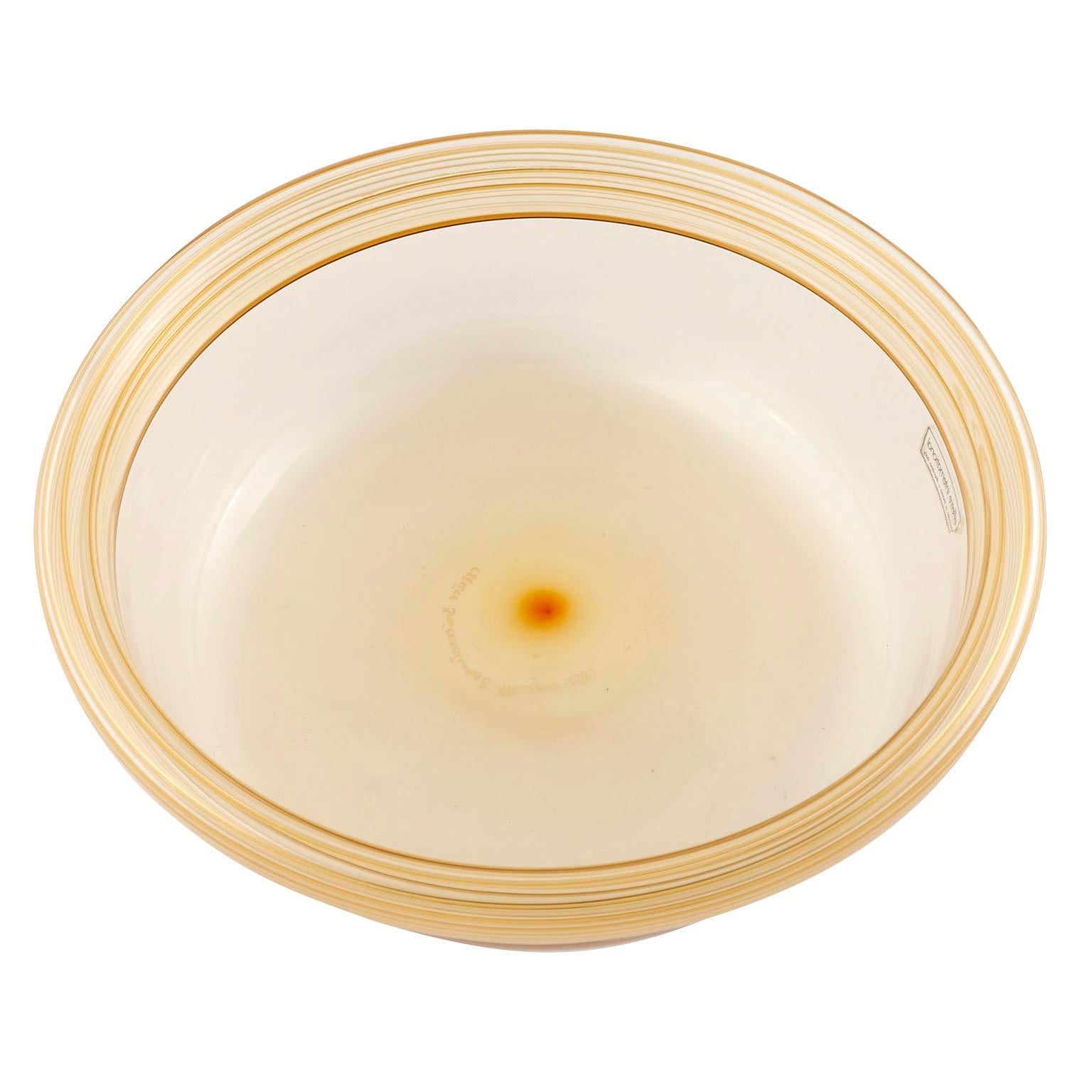 Orange Glass Bowl Lino Tagliapietria, Effetre International, Murano, Italy, 1991 In Excellent Condition For Sale In Hausmannstätten, AT