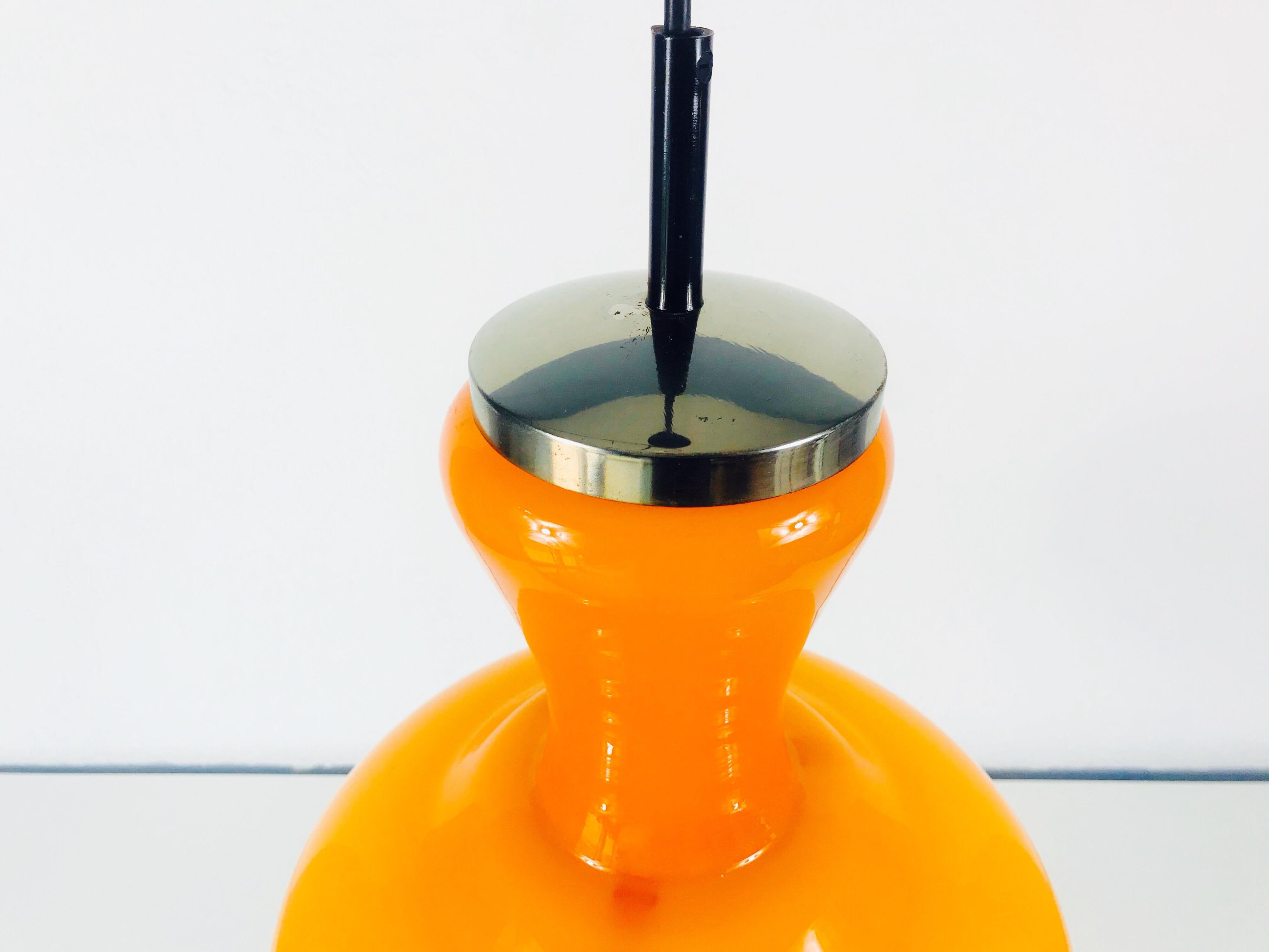 Space Age Orange Glass Hanging Lamp from Peill & Putzler, circa 1970s