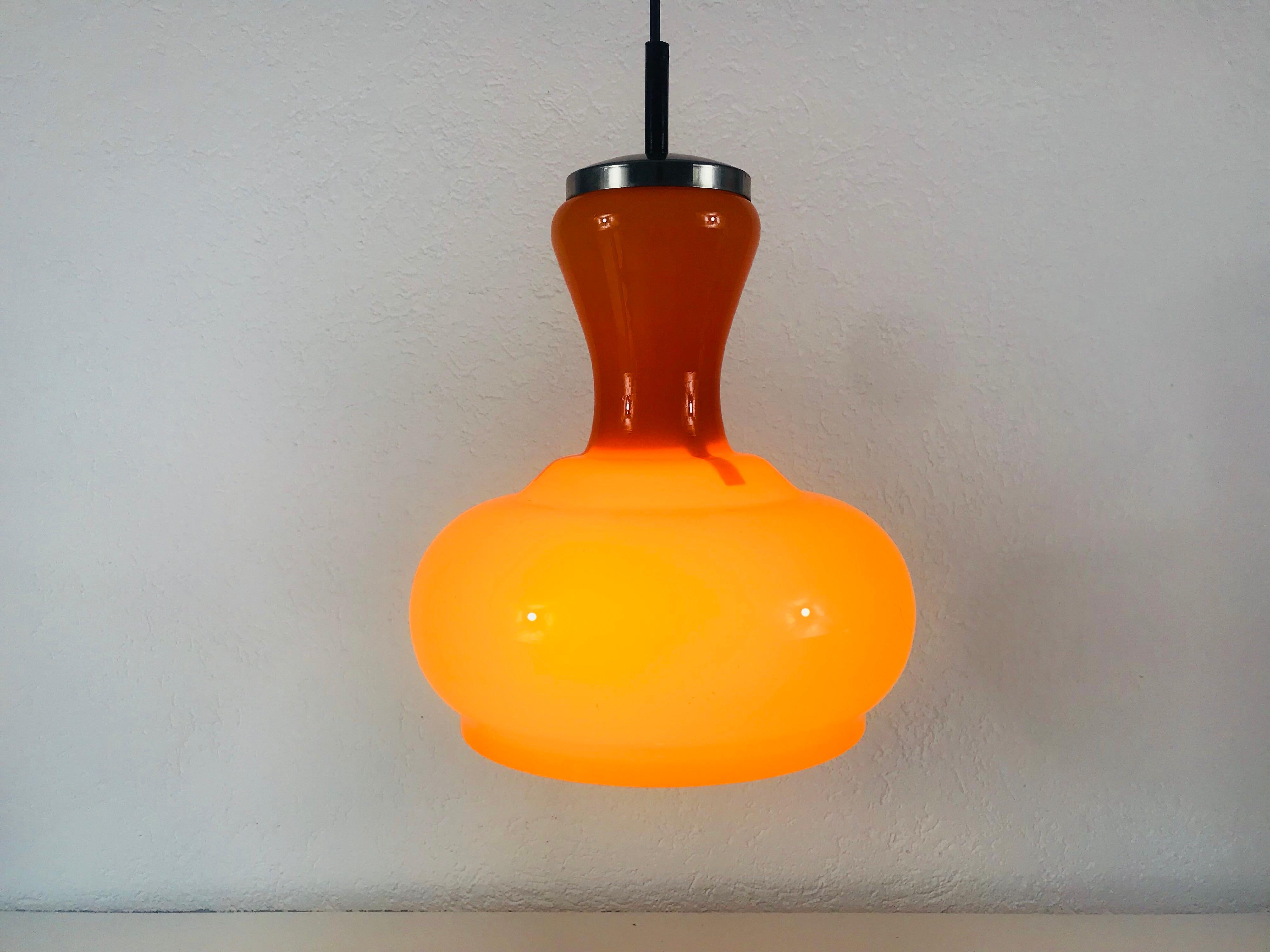 Late 20th Century Orange Glass Hanging Lamp from Peill & Putzler, circa 1970s