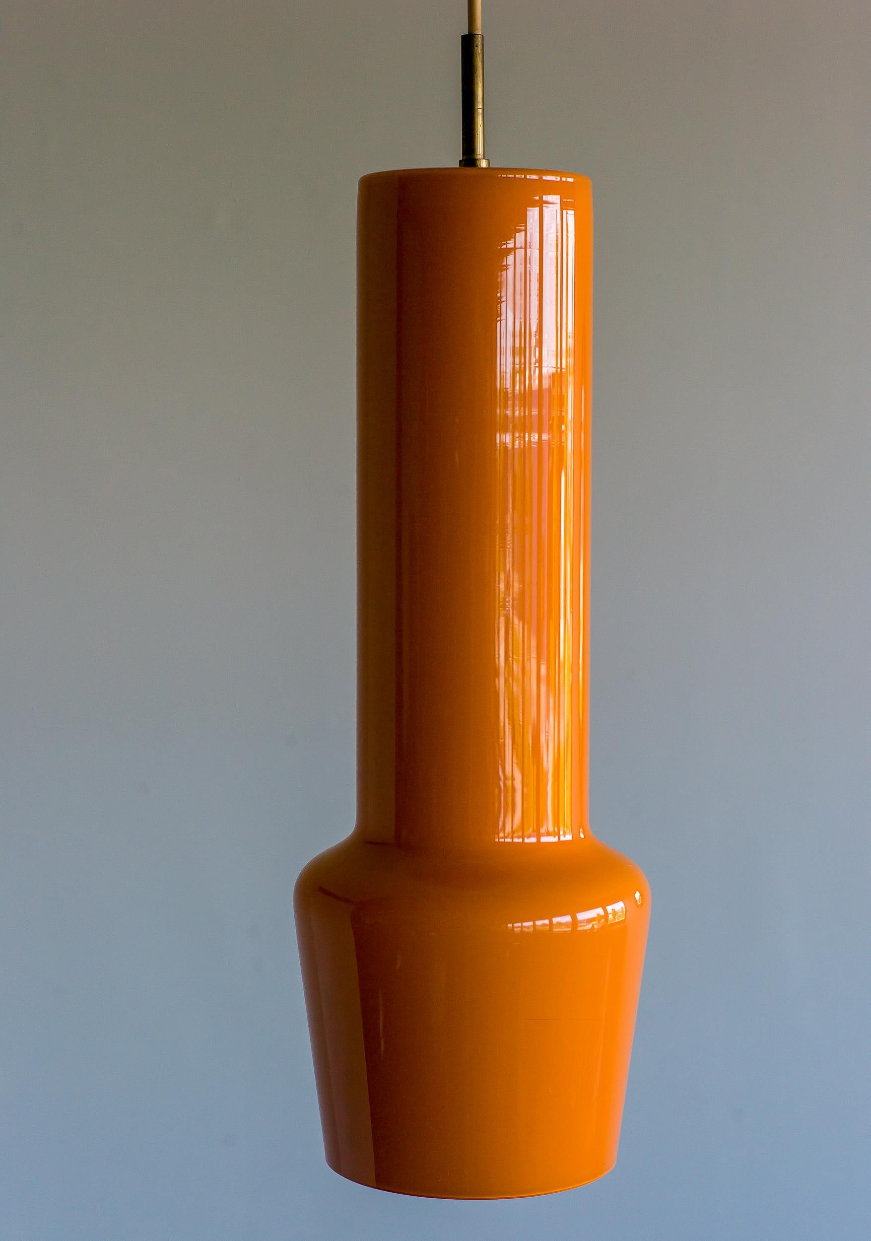 Orange Glass Pendant by Massimo Vignelli for Venini In Good Condition For Sale In Dronten, NL