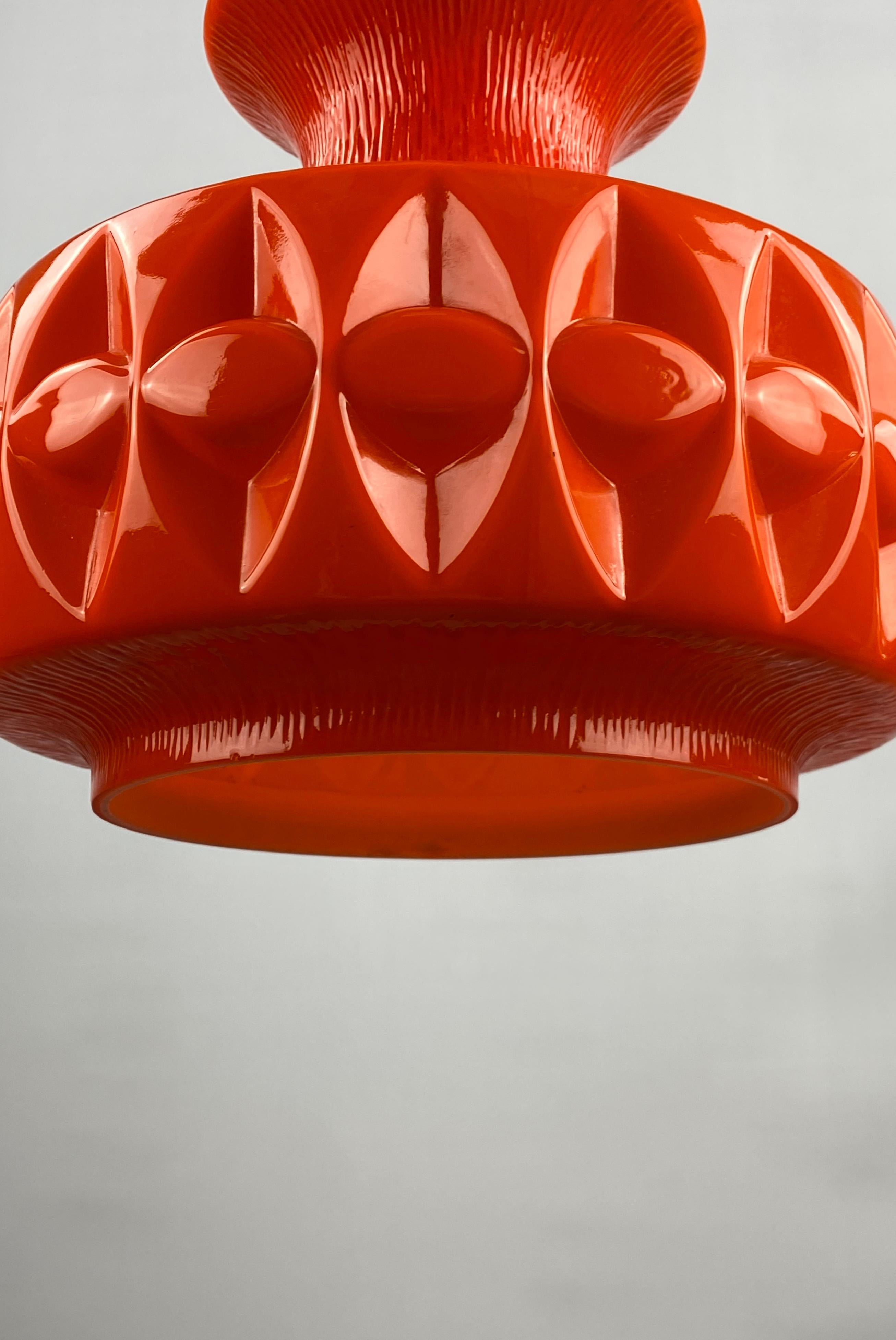 German Orange glass pendant light by Peill and Putzler 1960 For Sale