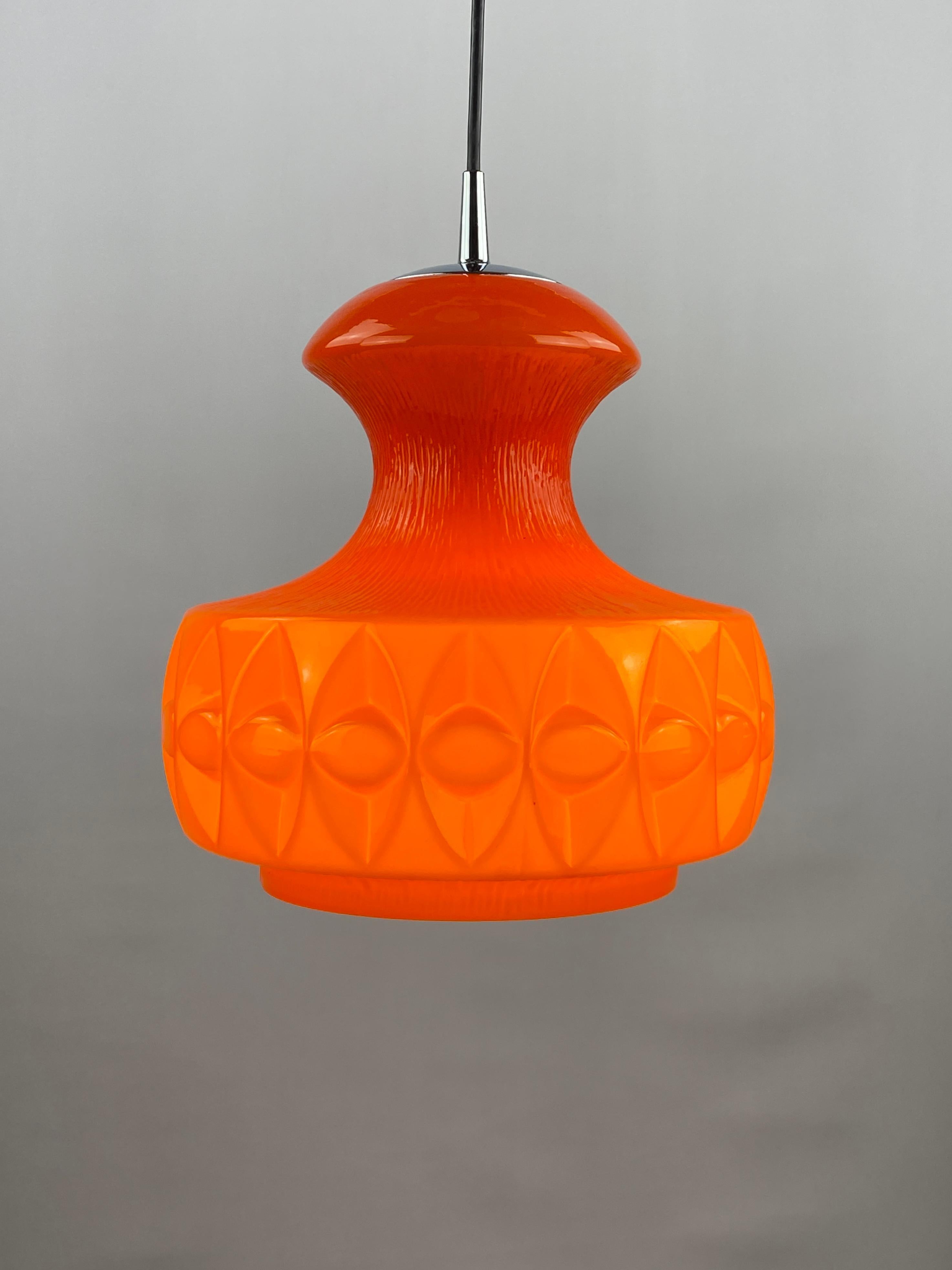 Glass Orange glass pendant light by Peill and Putzler 1960 For Sale