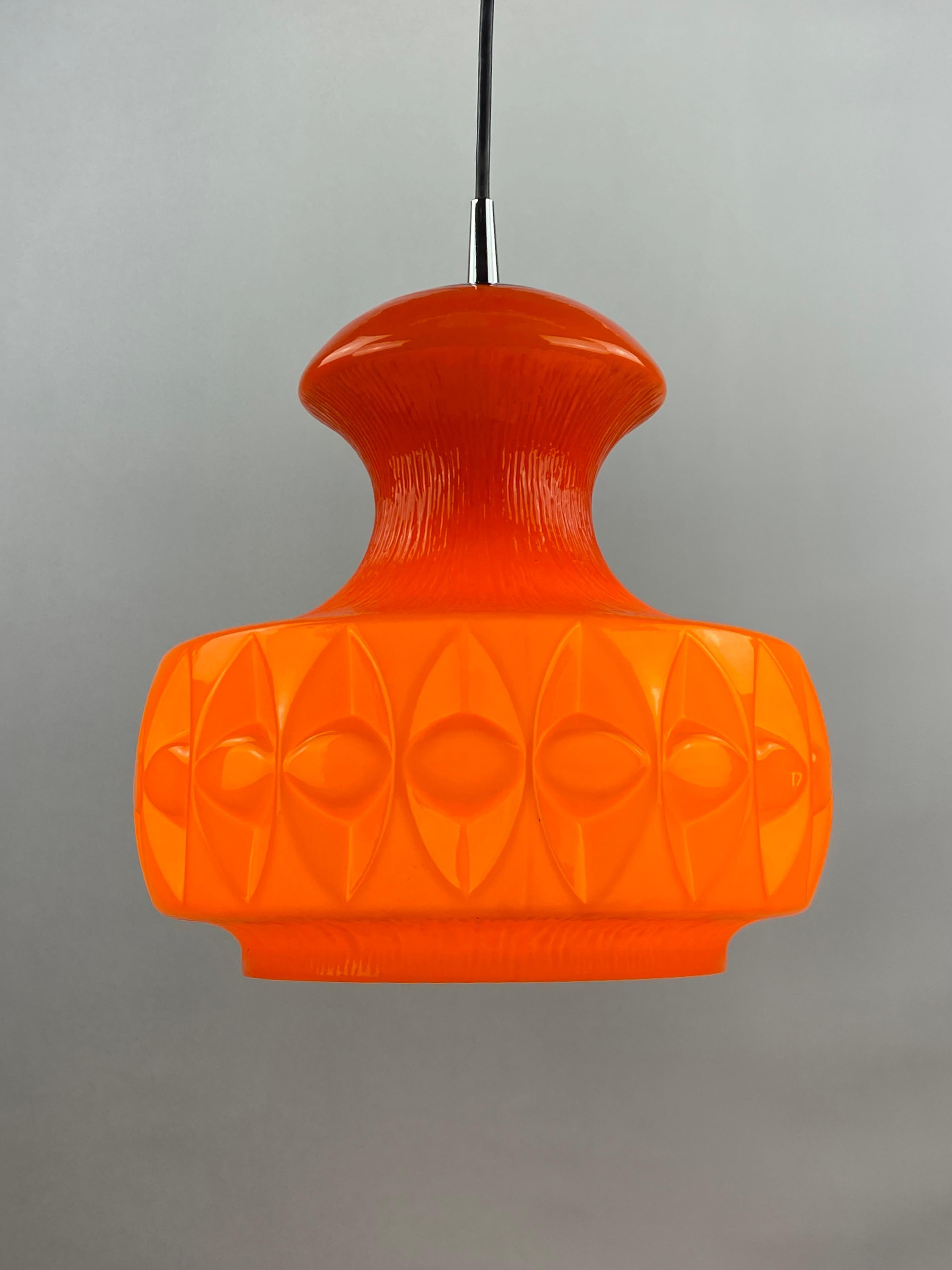 Orange glass pendant light by Peill and Putzler 1960 For Sale 1