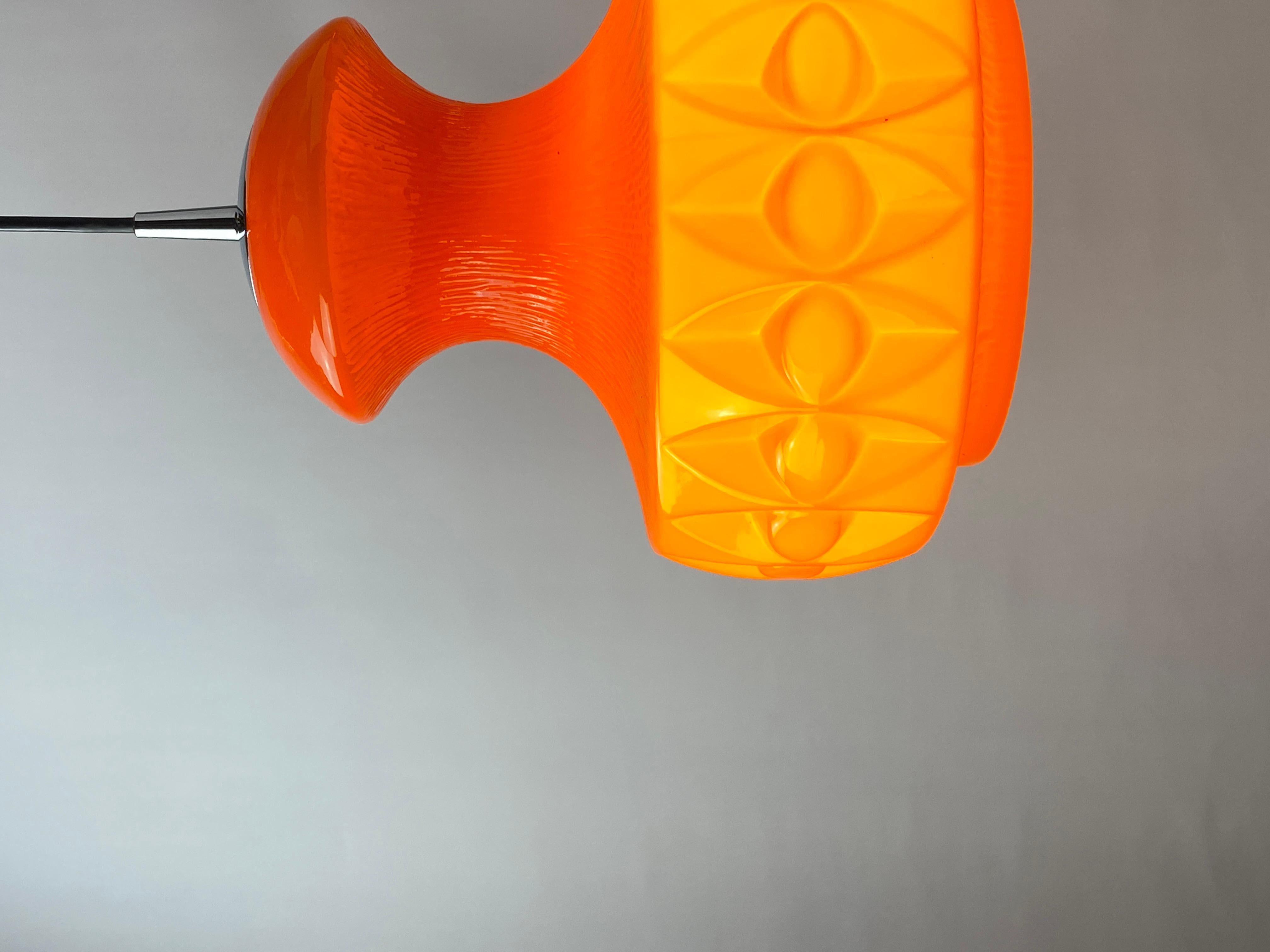 Orange glass pendant light by Peill and Putzler 1960 For Sale 2
