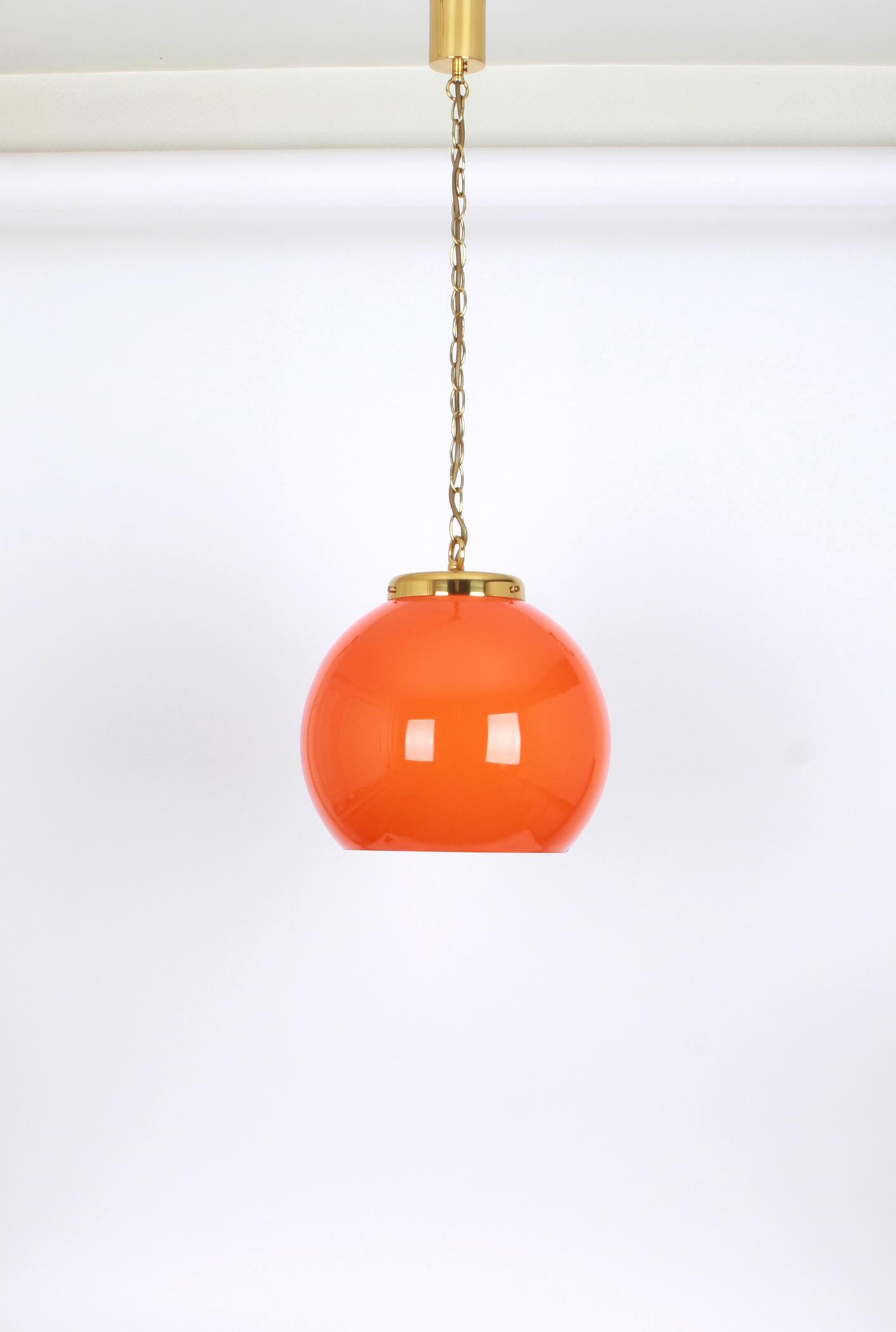 Late 20th Century Orange Glass Pendant Light by Peill Putzler, Germany, 1970 For Sale