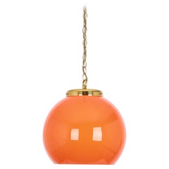 Lampada a sospensione in vetro arancione di Peill & Putzler, Germania, 1970