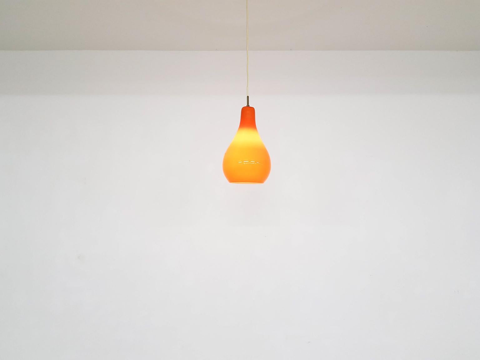 Mid-Century Modern Orange Glass Pendant Light, attributed to Gino Vistosi, Venini Murano, ca. 1962