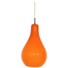 Orange Glass Pendant Light, attributed to Gino Vistosi, Venini Murano, ca. 1962