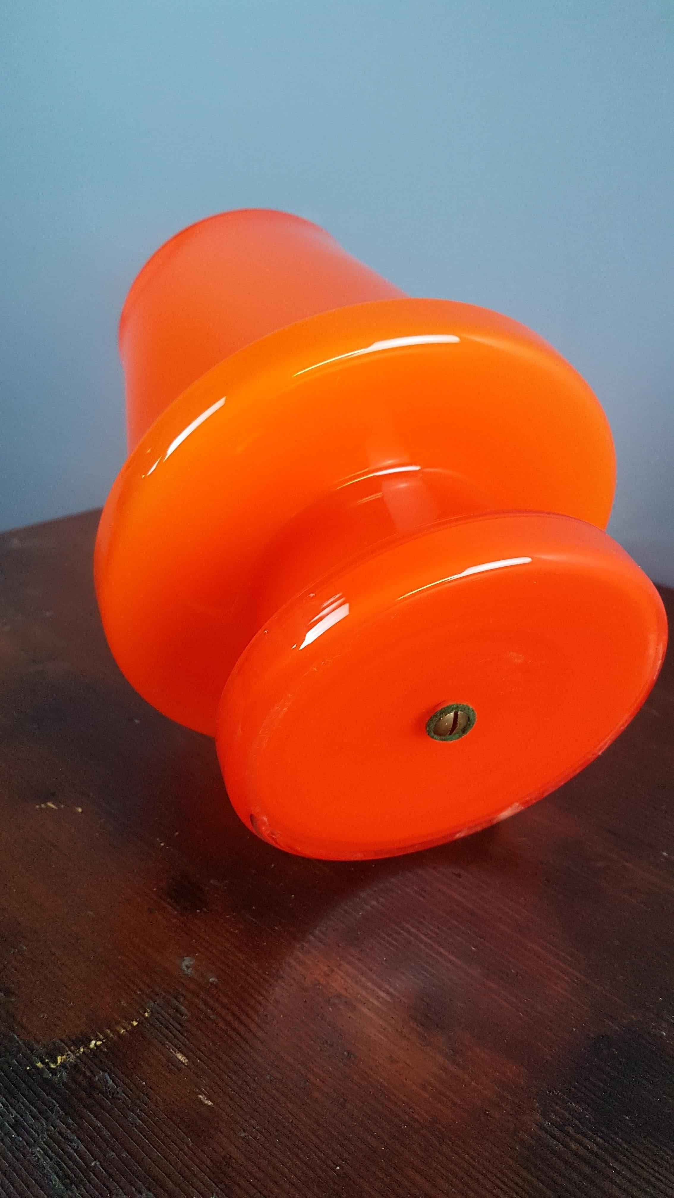 Orange Glass Table Lamp for Flygsfors, Sweden, 1970s In Good Condition For Sale In Bodicote, Oxfordshire