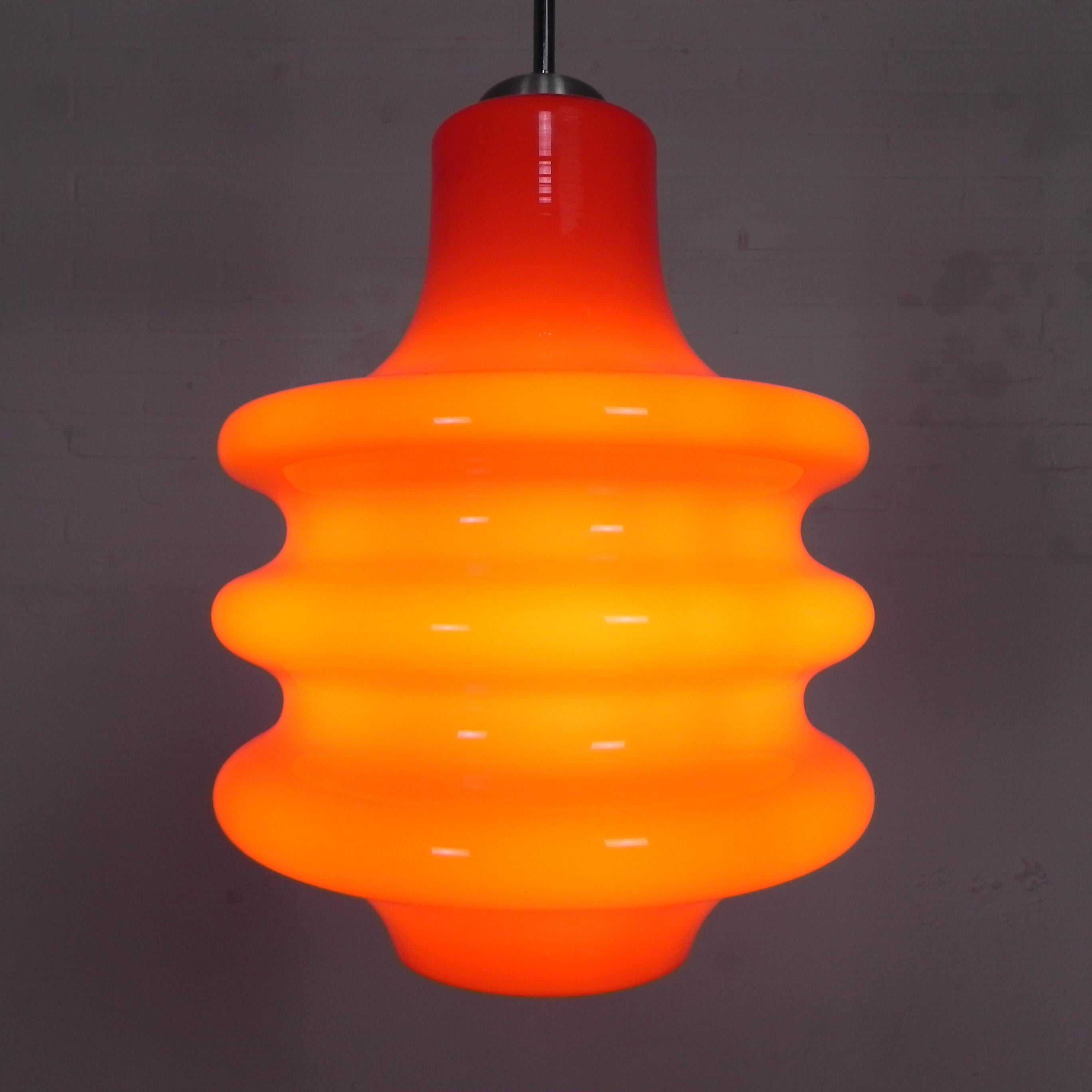 Orange glass Vintage hanging lamp, 1970s For Sale 5
