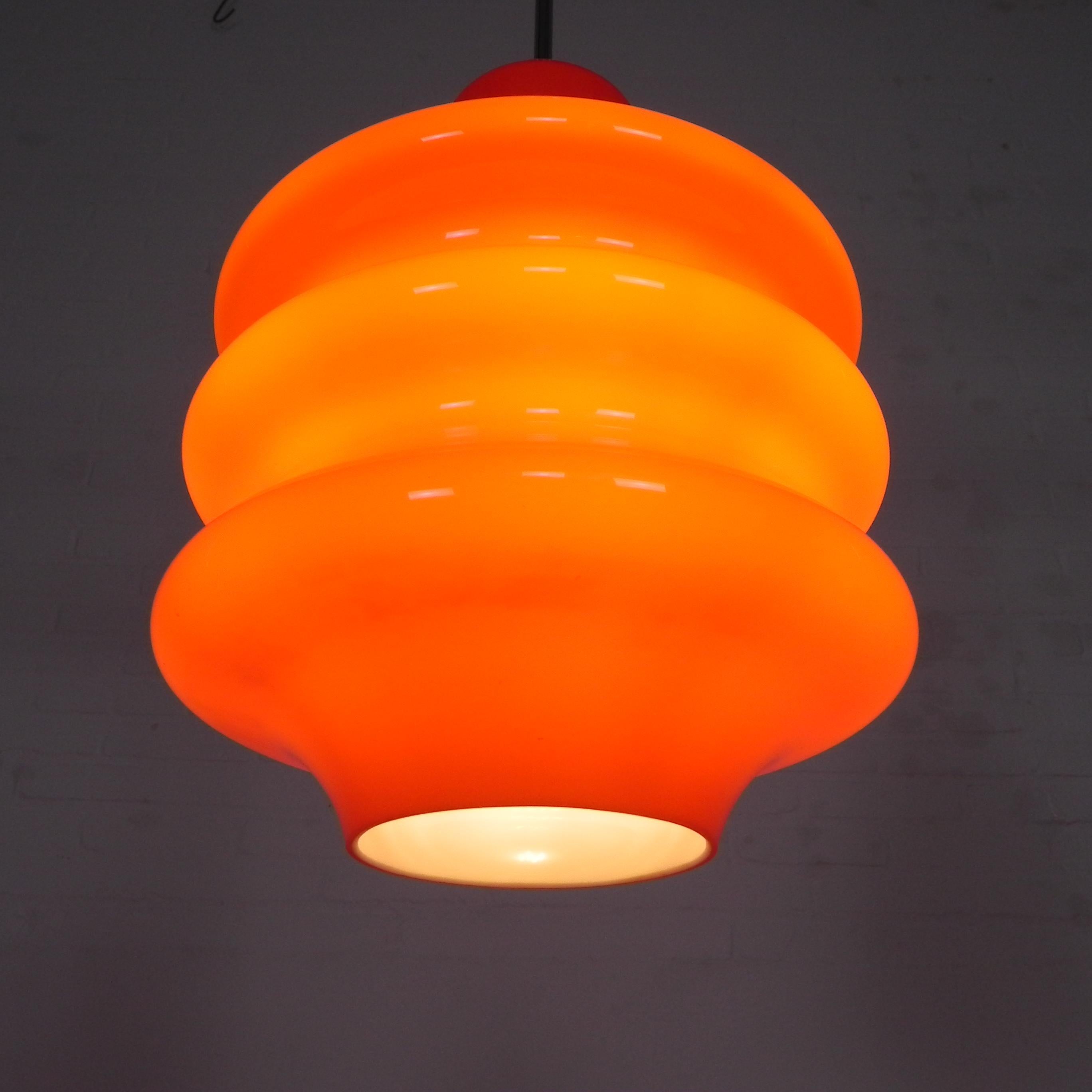 Orange glass Vintage hanging lamp, 1970s For Sale 6
