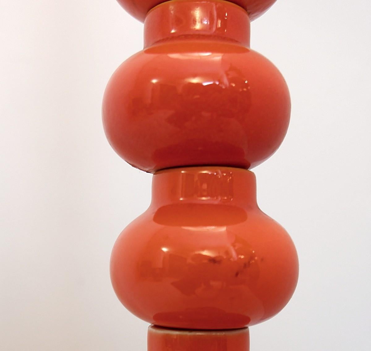 Mid-Century Modern Orange Glazed Ceramic Floor Lamp, 1970s For Sale