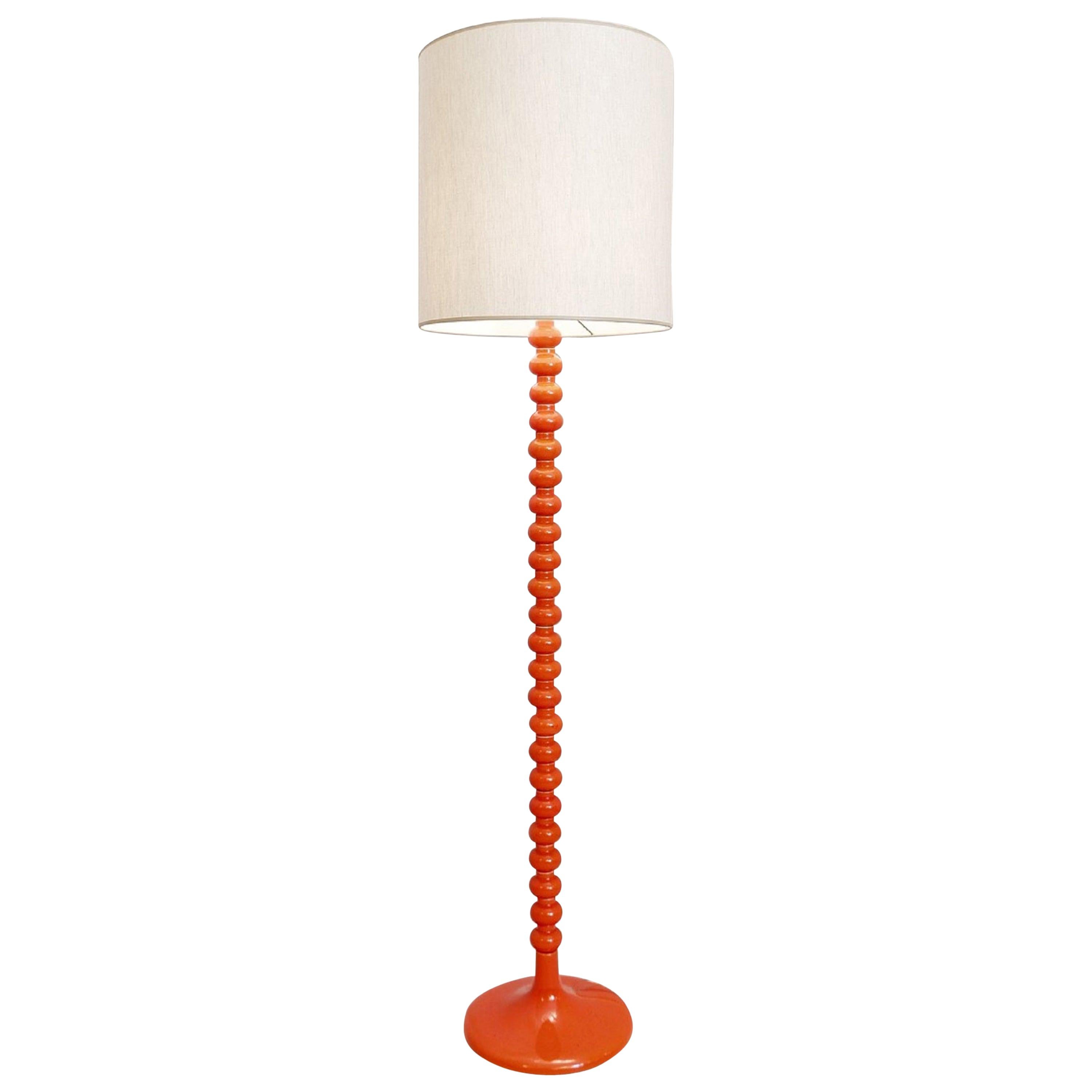 Orange Glazed Ceramic Floor Lamp, 1970s For Sale