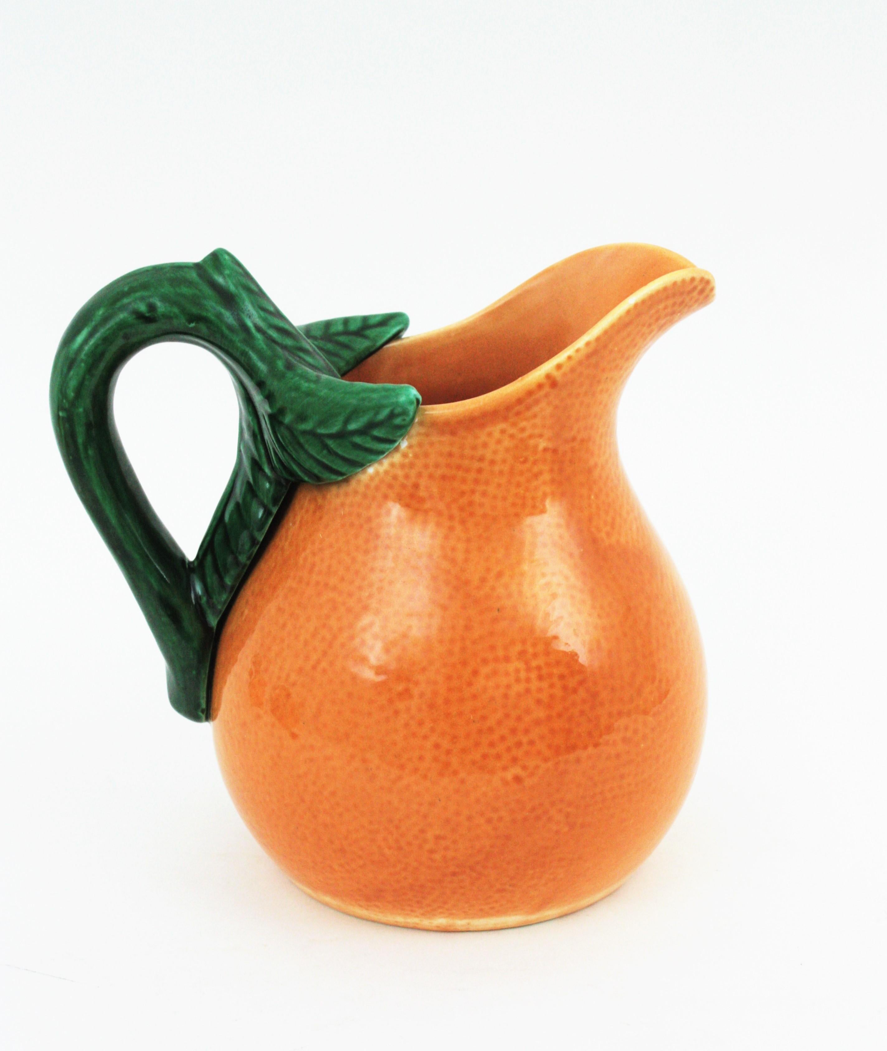 Orange Glazed Ceramic Majolica Coffee or Tea Set for Four For Sale 6