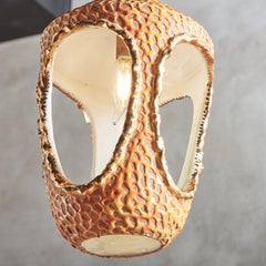 Orange Glazed Ceramic Pendant Light by Zenith, Italy 1950s