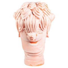Orange glazed stoneware sculpture by Laurent Dufour, 2024.